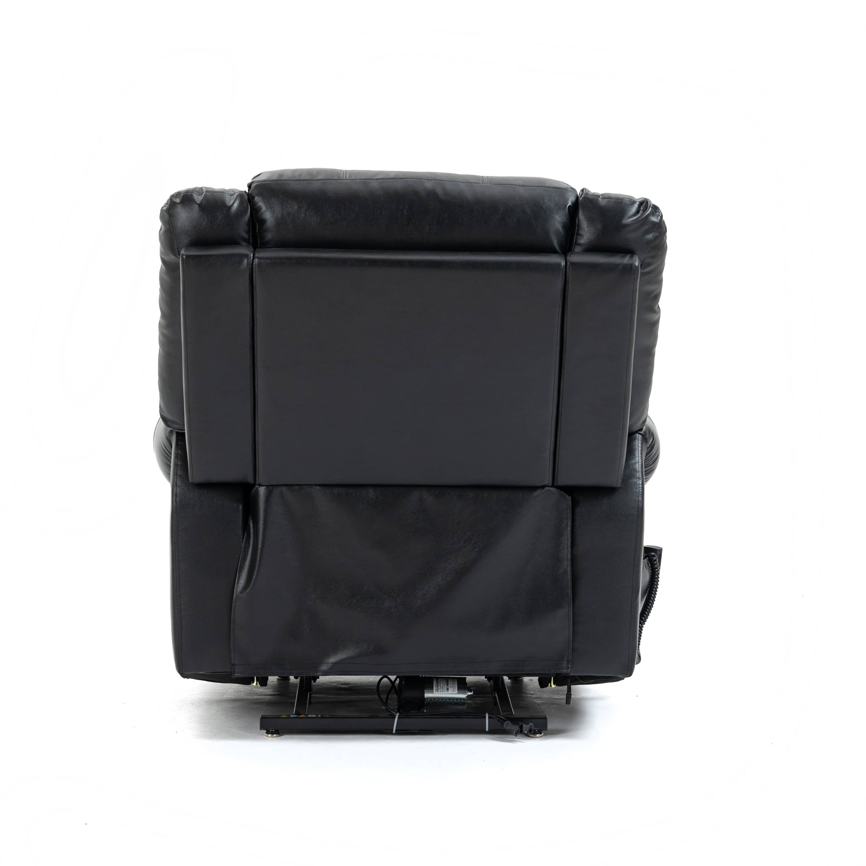 Genuine Leather Power Lift Recliner Chair with Heat, Massage and Infinite Positioning, back view