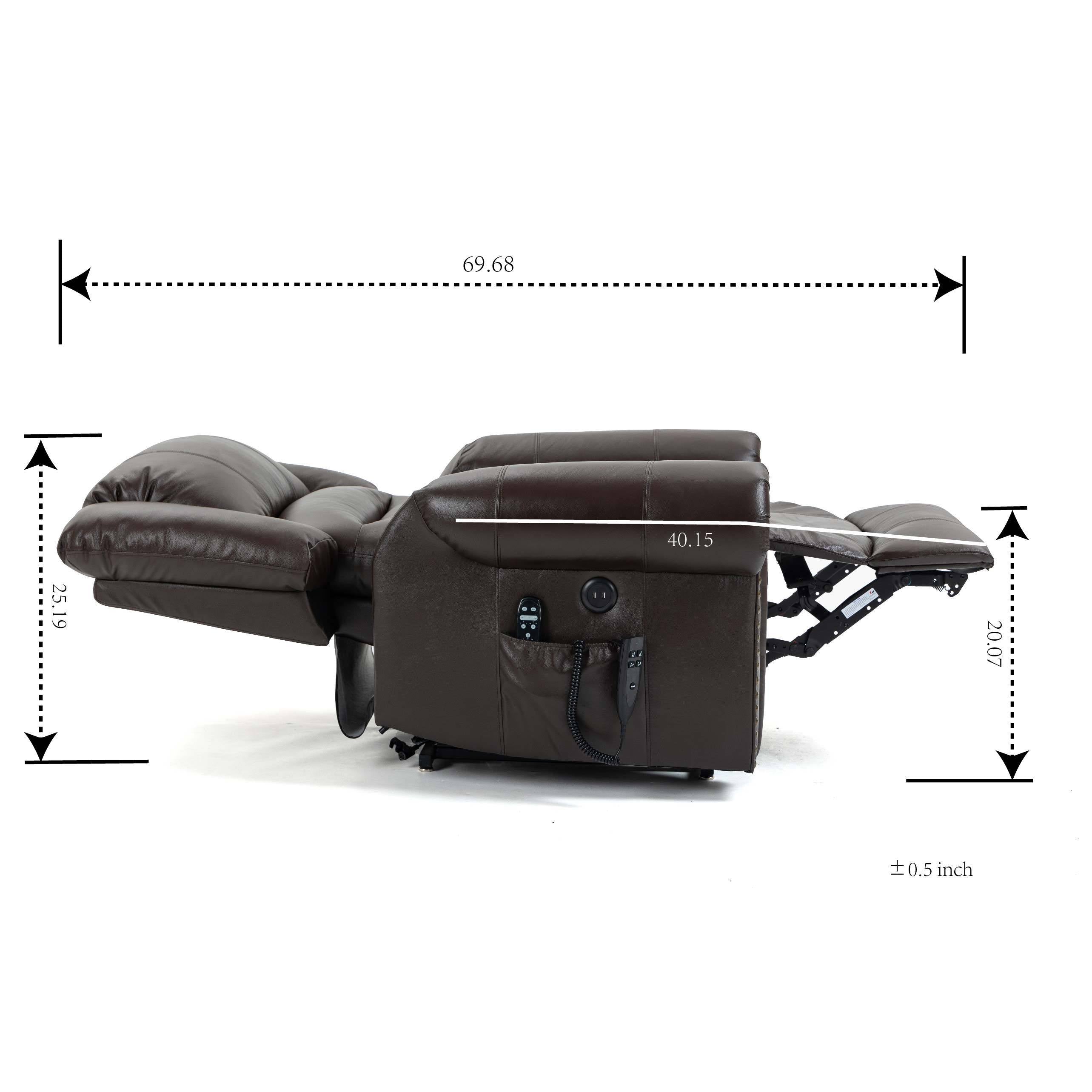 Genuine Leather Power Lift Recliner, lay flat measurements