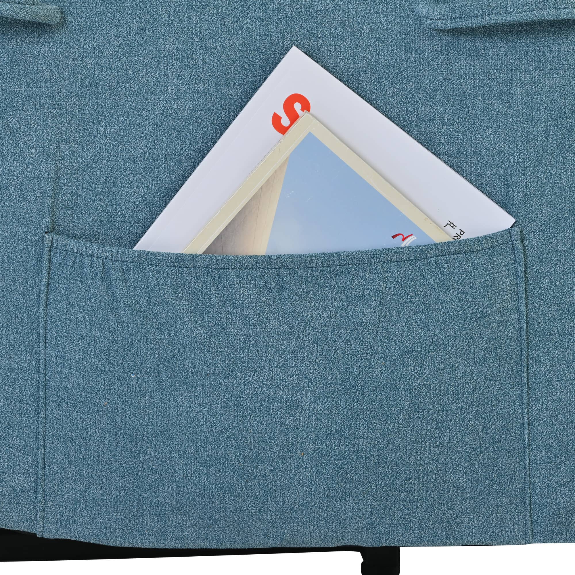 Blue Power Lift Chair Right Side Pocket