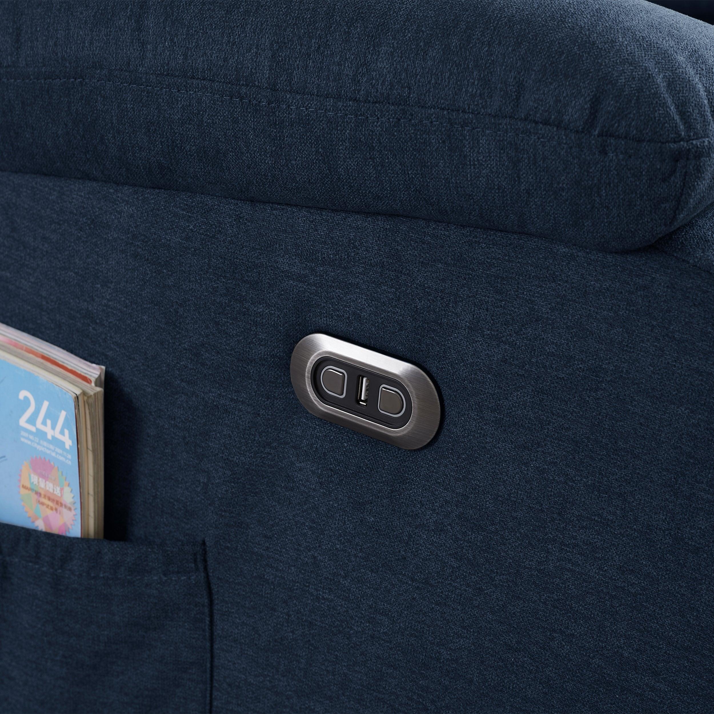 Power Lift Recliner Chair with Massage, Blue, recline and lift buttons