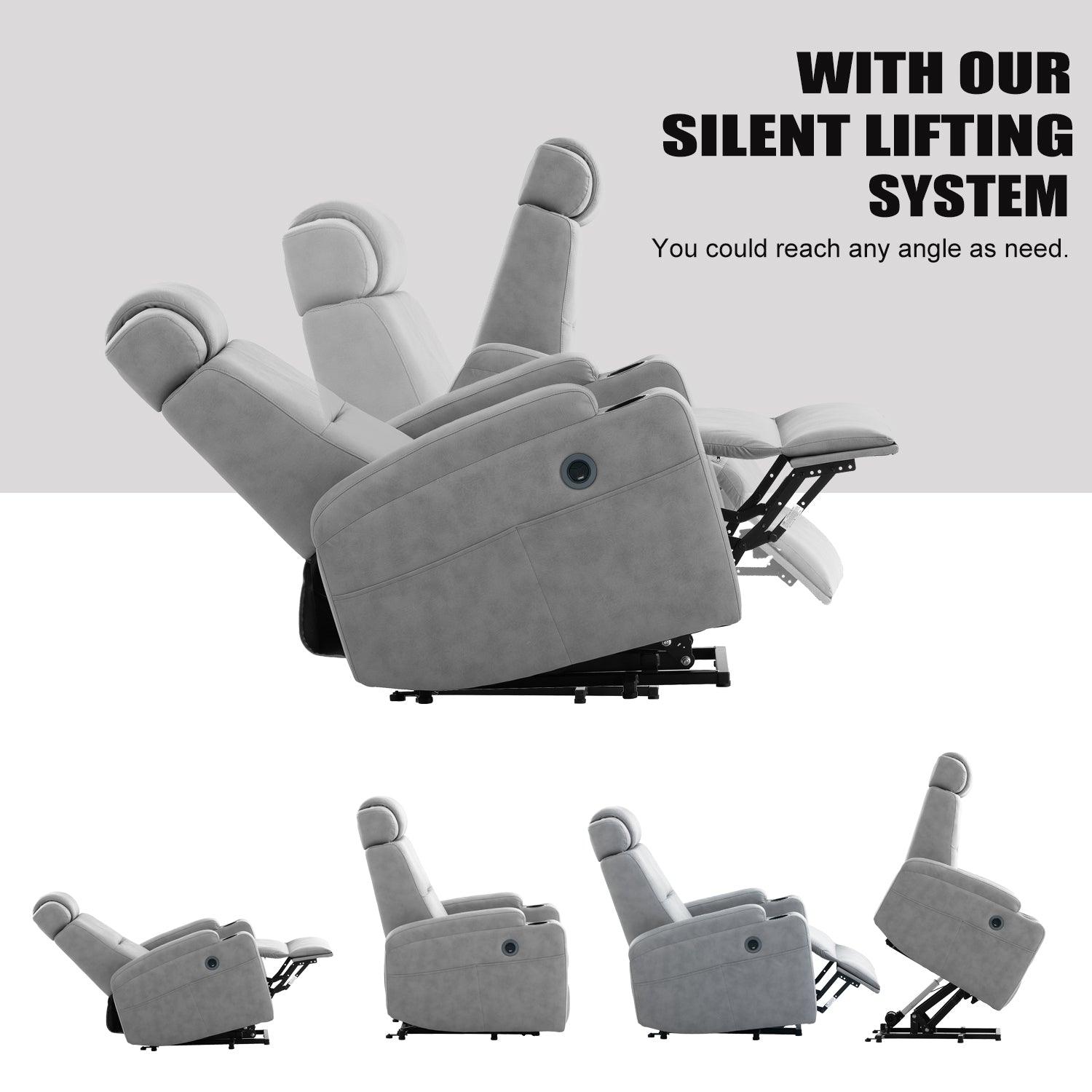 Modern Power Lift Recliner Chair, Light Gray