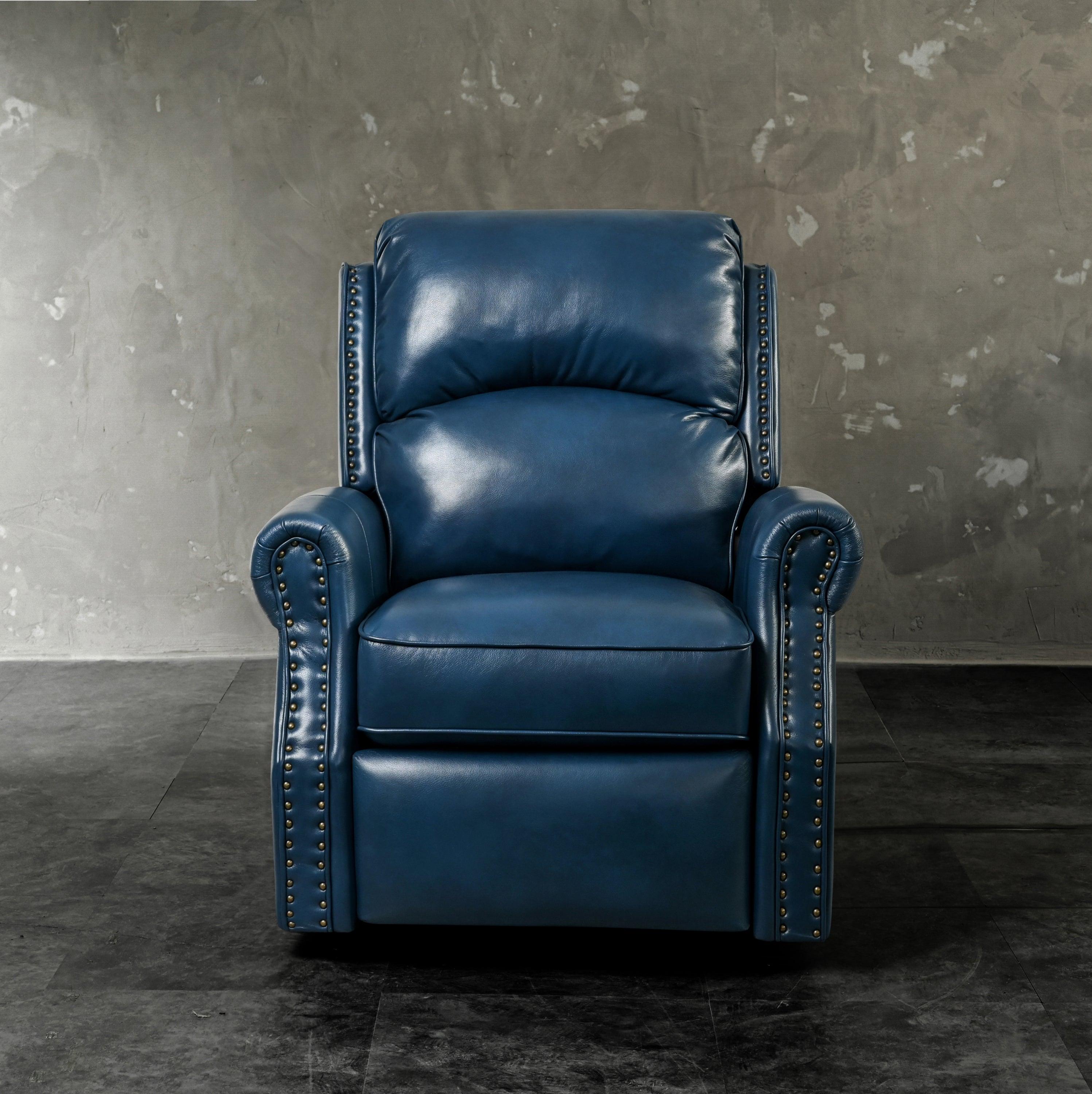 Blue Lift Chair Recliner with massage and heat, front view