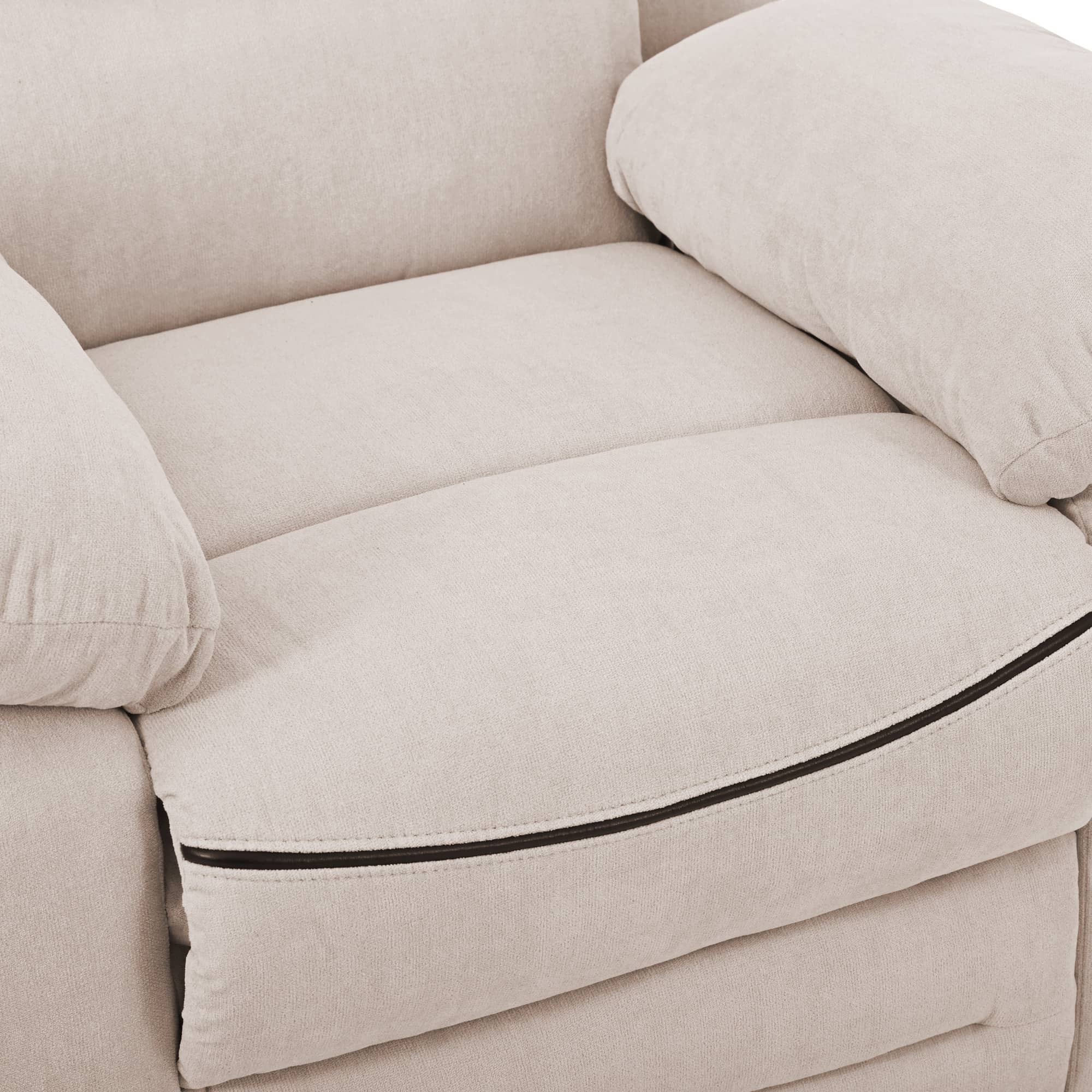 Beige Power Lift Chair Seat Closeup