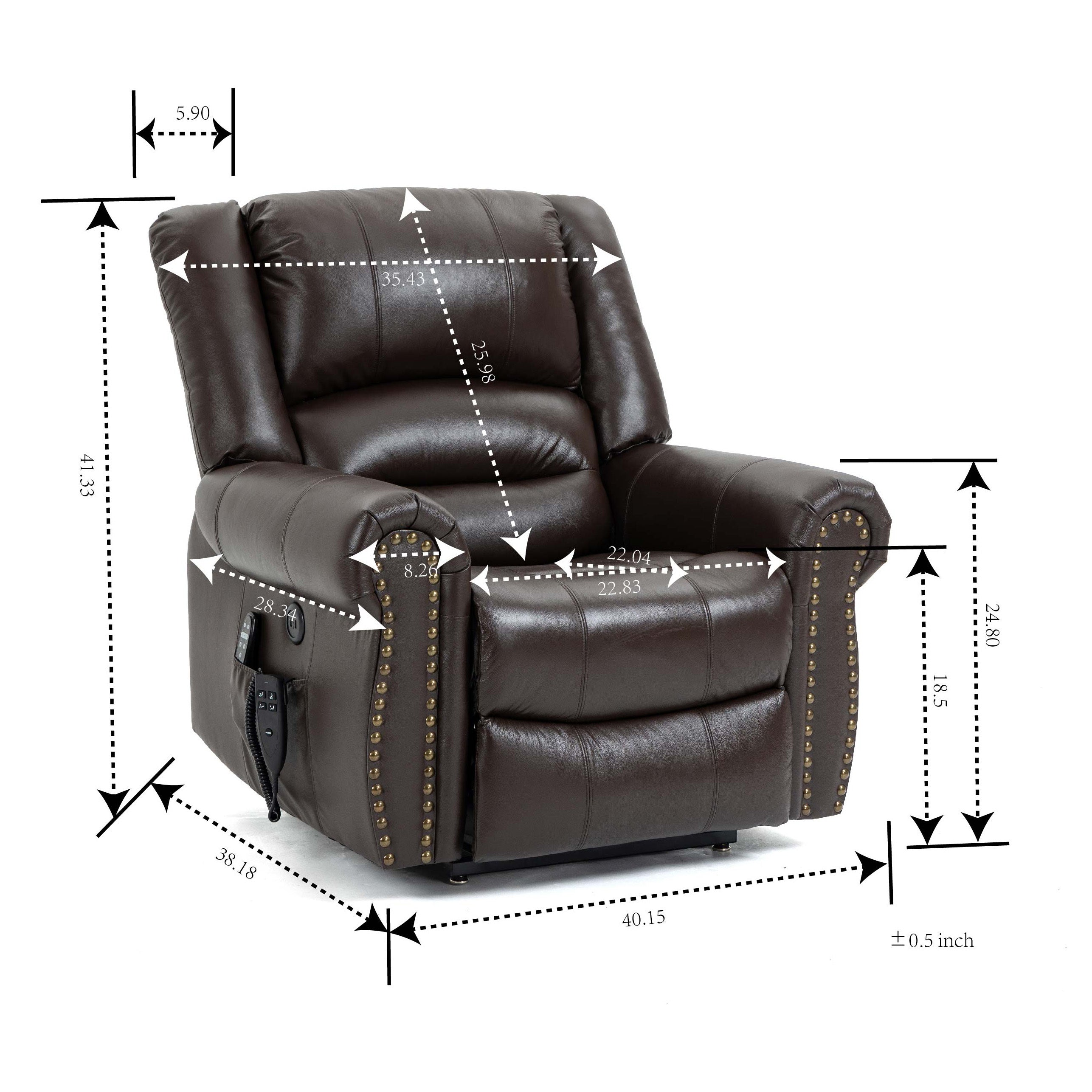 Genuine Leather Power Lift Recliner, measurements
