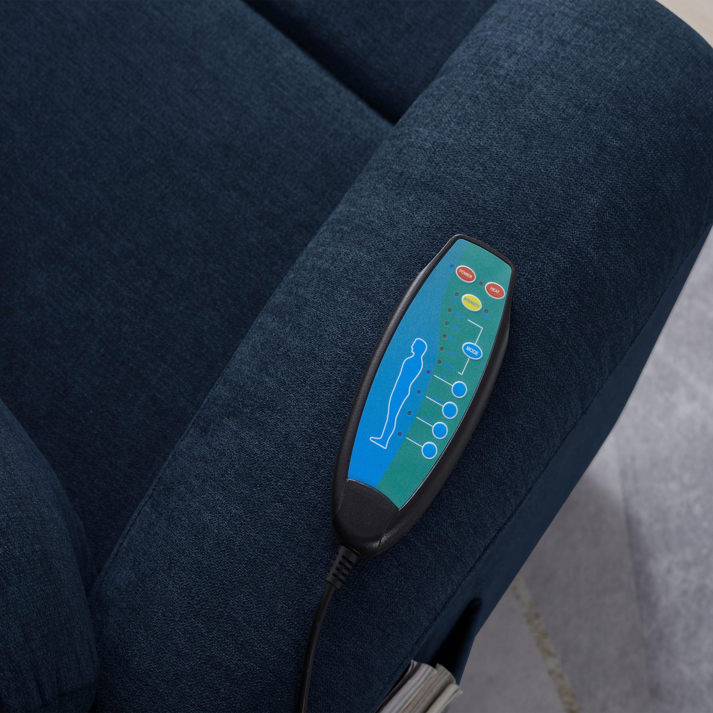 Power Lift Recliner Chair with Massage, Blue, remote for massage and heat