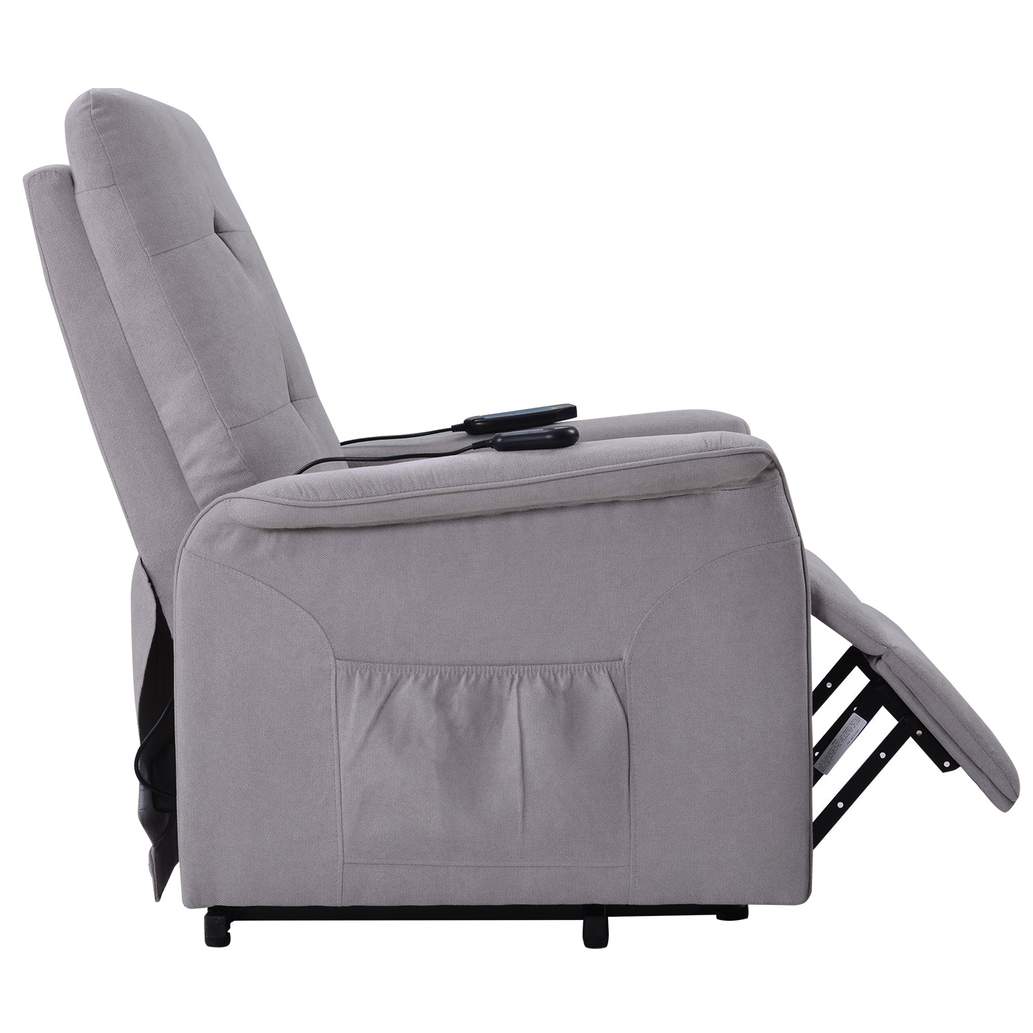 Power Lift Chair Recliner with Adjustable Massage, side view footrest lifted