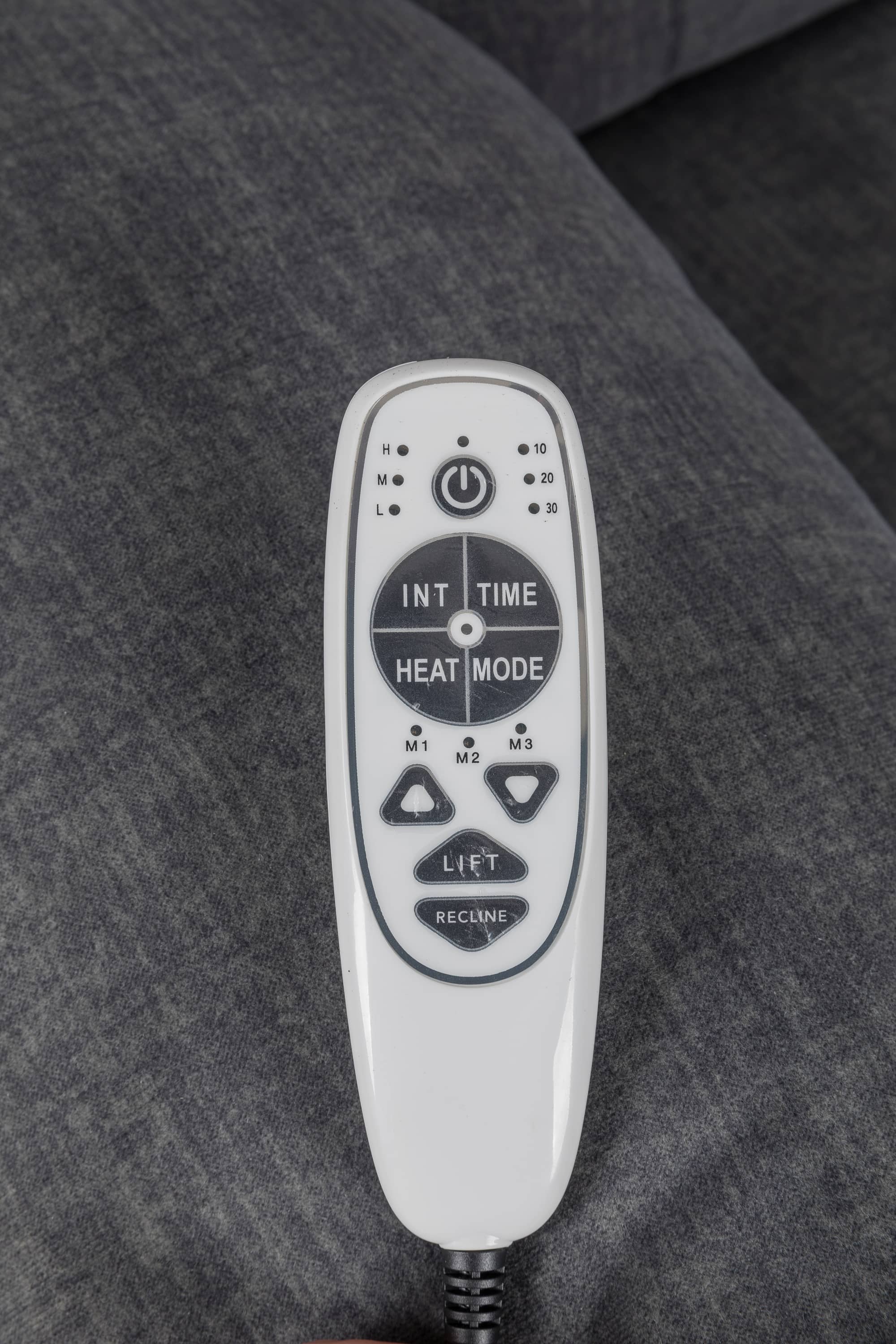 Heavy Duty Power Recliner Chair With Massage and Heating, Grey, remote