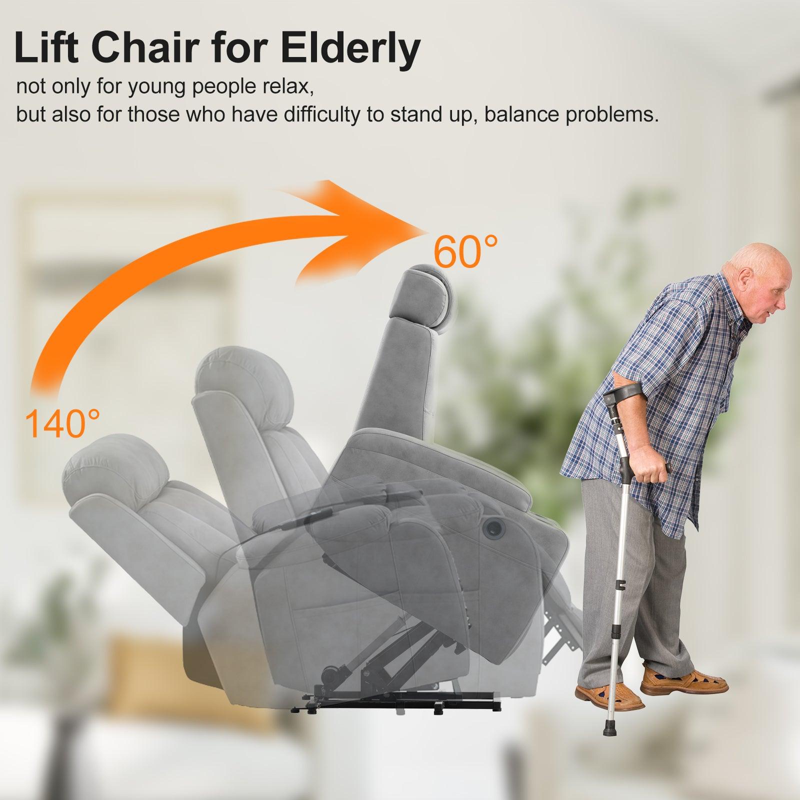 Modern Power Lift Recliner Chair, Light Gray