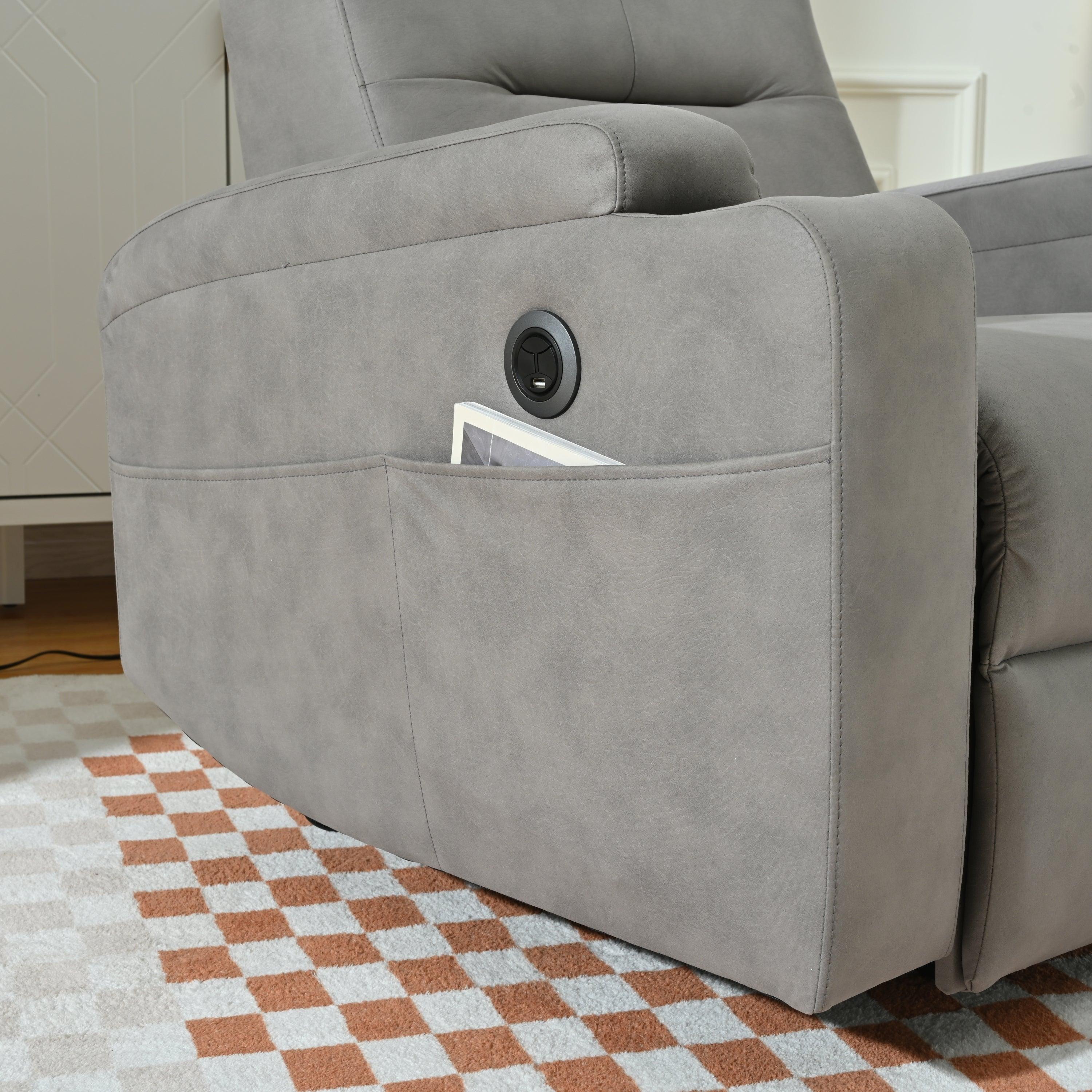 Modern Power Lift Recliner Chair, Light Gray