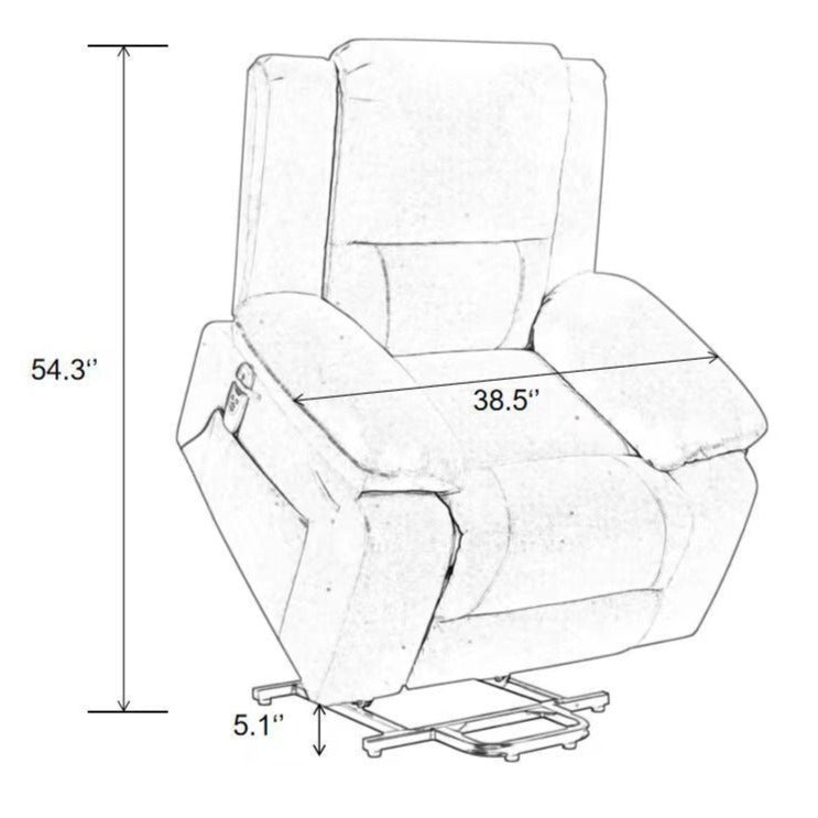 Power Recliner Chair With Massage and Cushion Heating, Beige, measurements - My Lift Chair