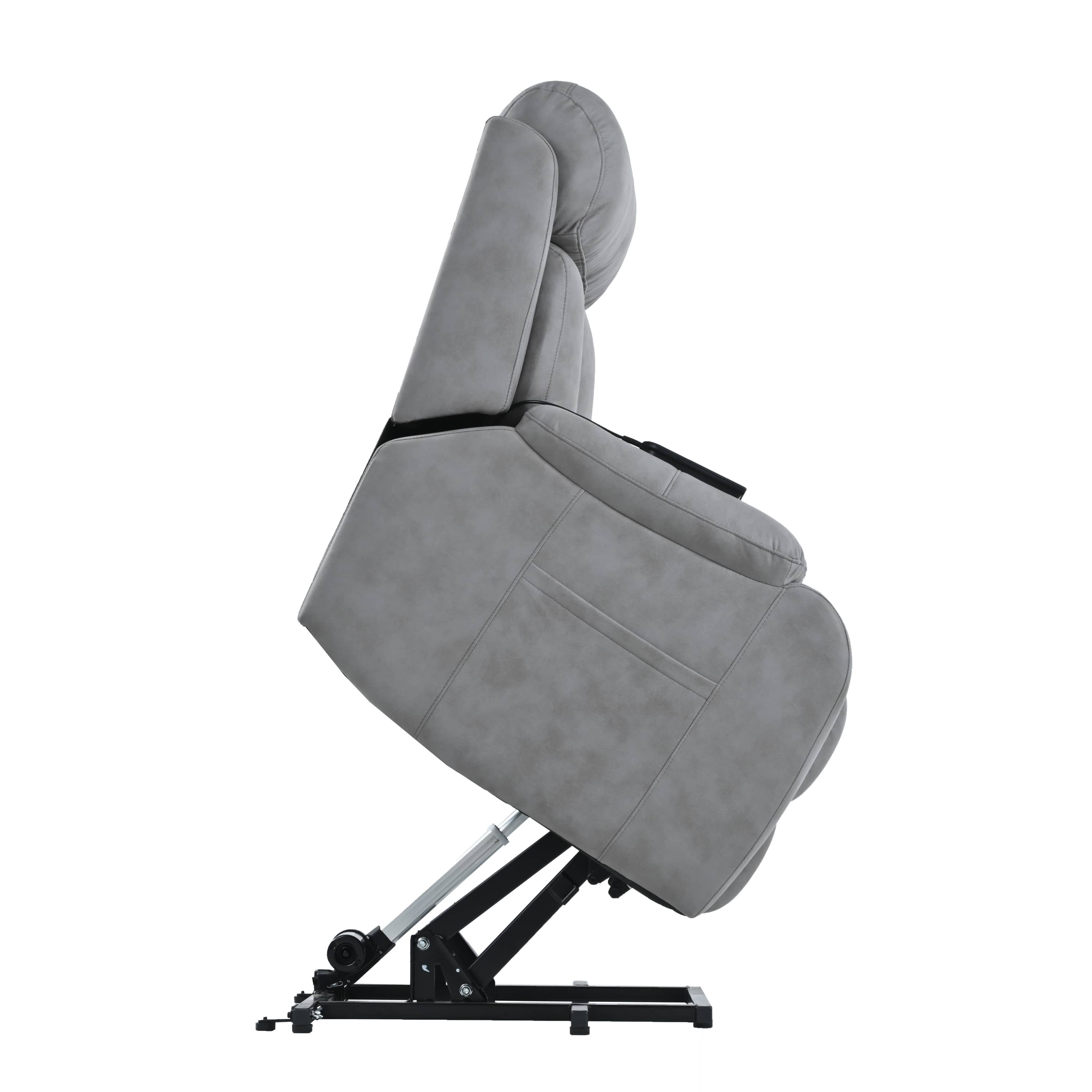 Light Gray Power Lift Chair Side profile in lift position