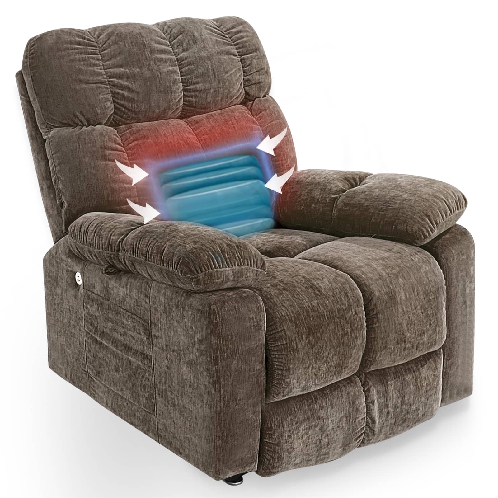 Power Lift Recliner Chair with 2-Motor Massage and Heat, lumbar heat point