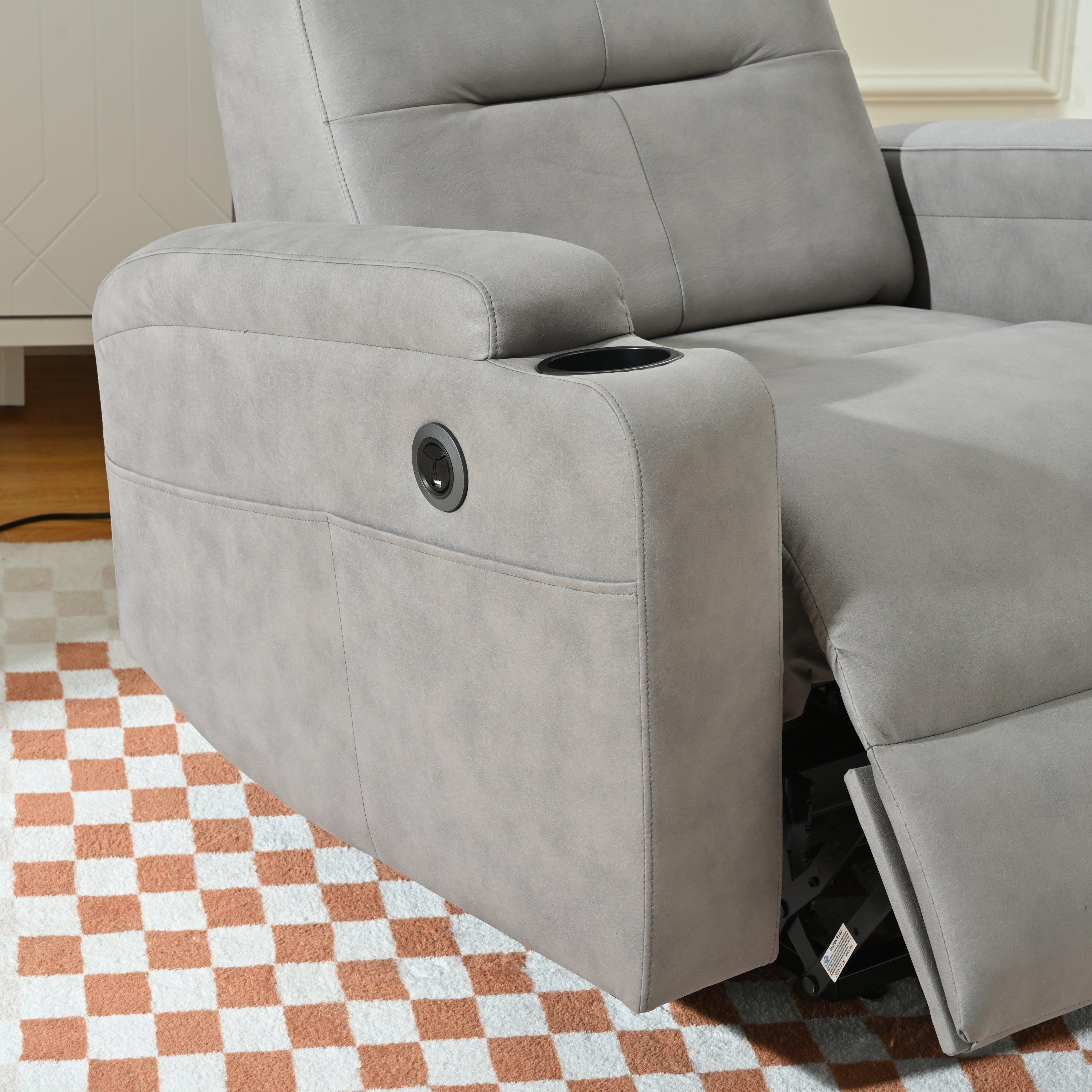 Modern Power Lift Recliner Chair, Light Gray