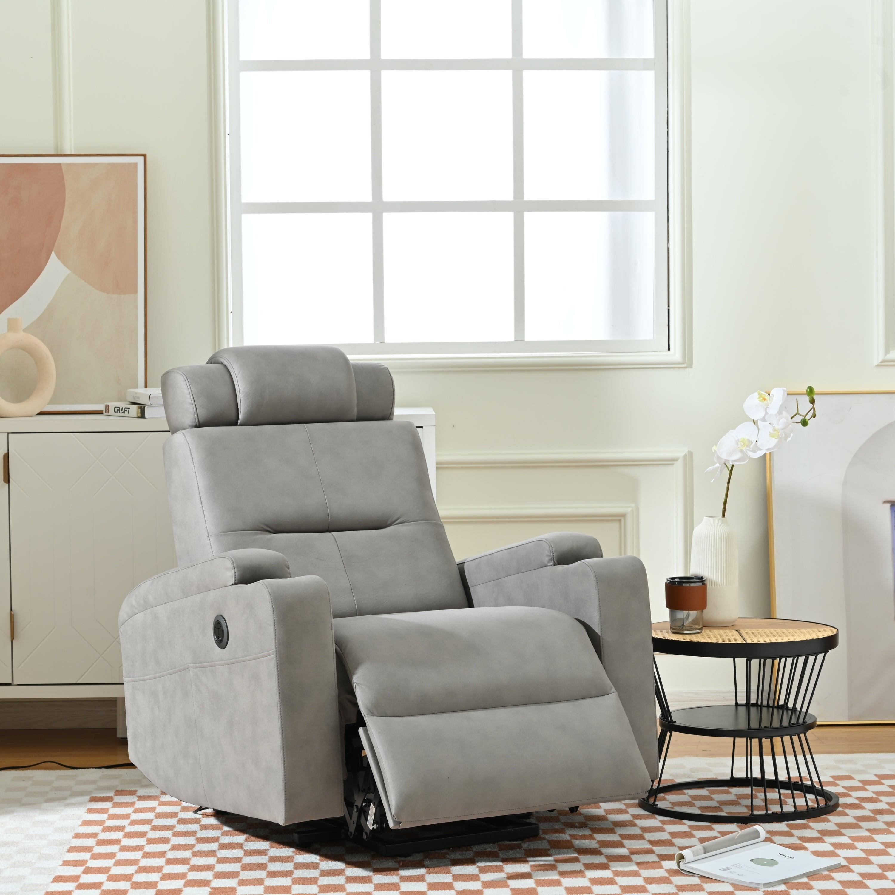 Modern Power Lift Recliner Chair, Light Gray