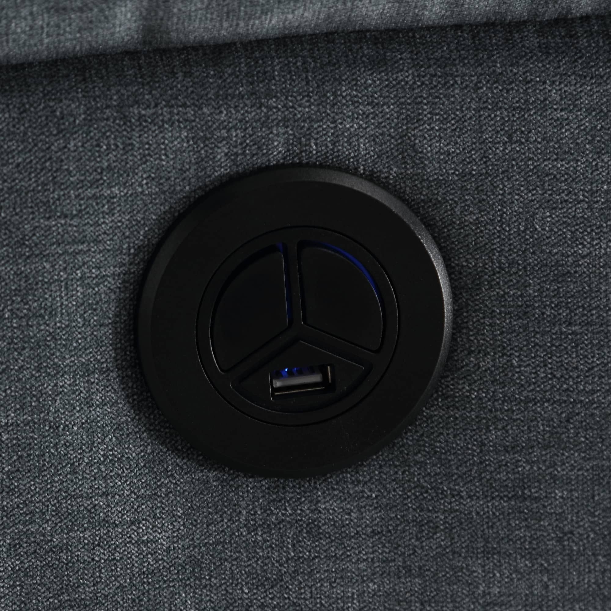 Infinite Position Power Lift Recliner with Heat and Massage, Gray, side button remote and USB port