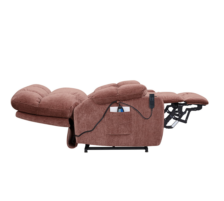 Rose Power Lift Chair Right Profile with Headrest and Footrest Fully Extended
