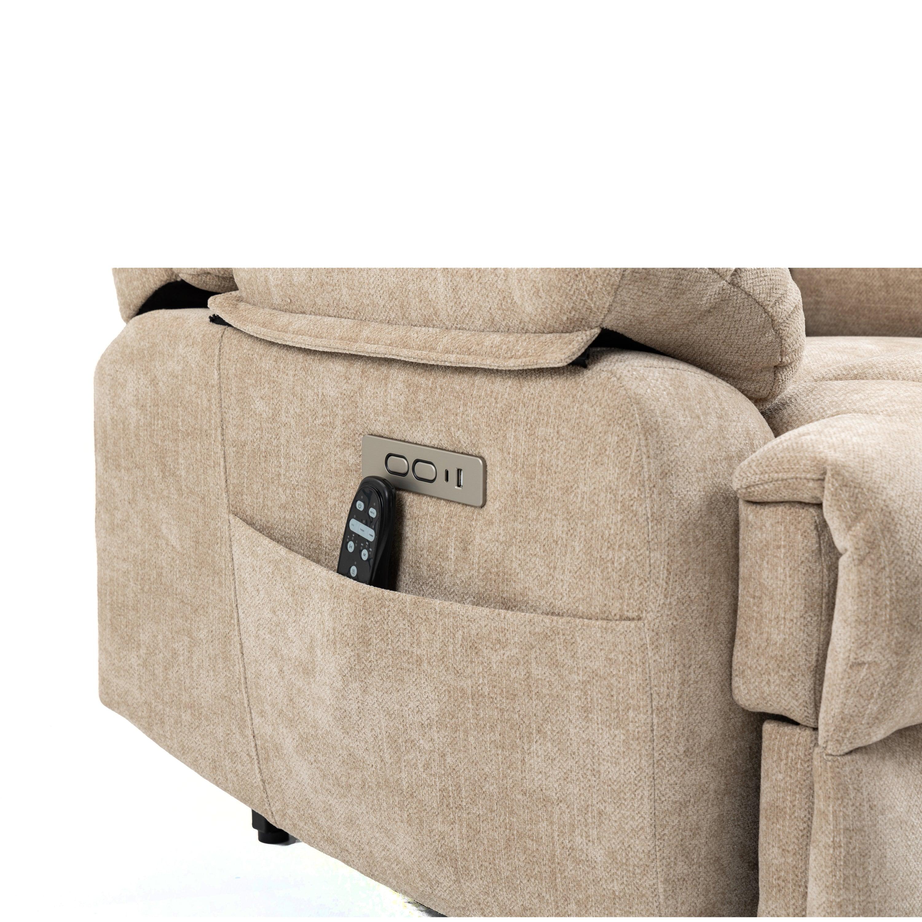 Large Power Lift Recliner Chair with Heat and Massage, side pocket