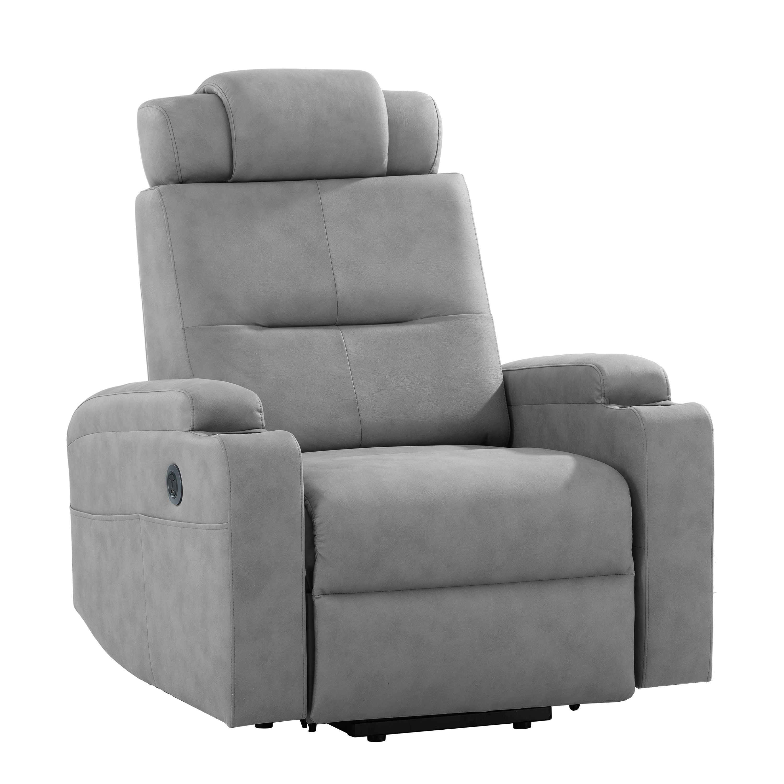 Modern Power Lift Recliner Chair, Light Gray