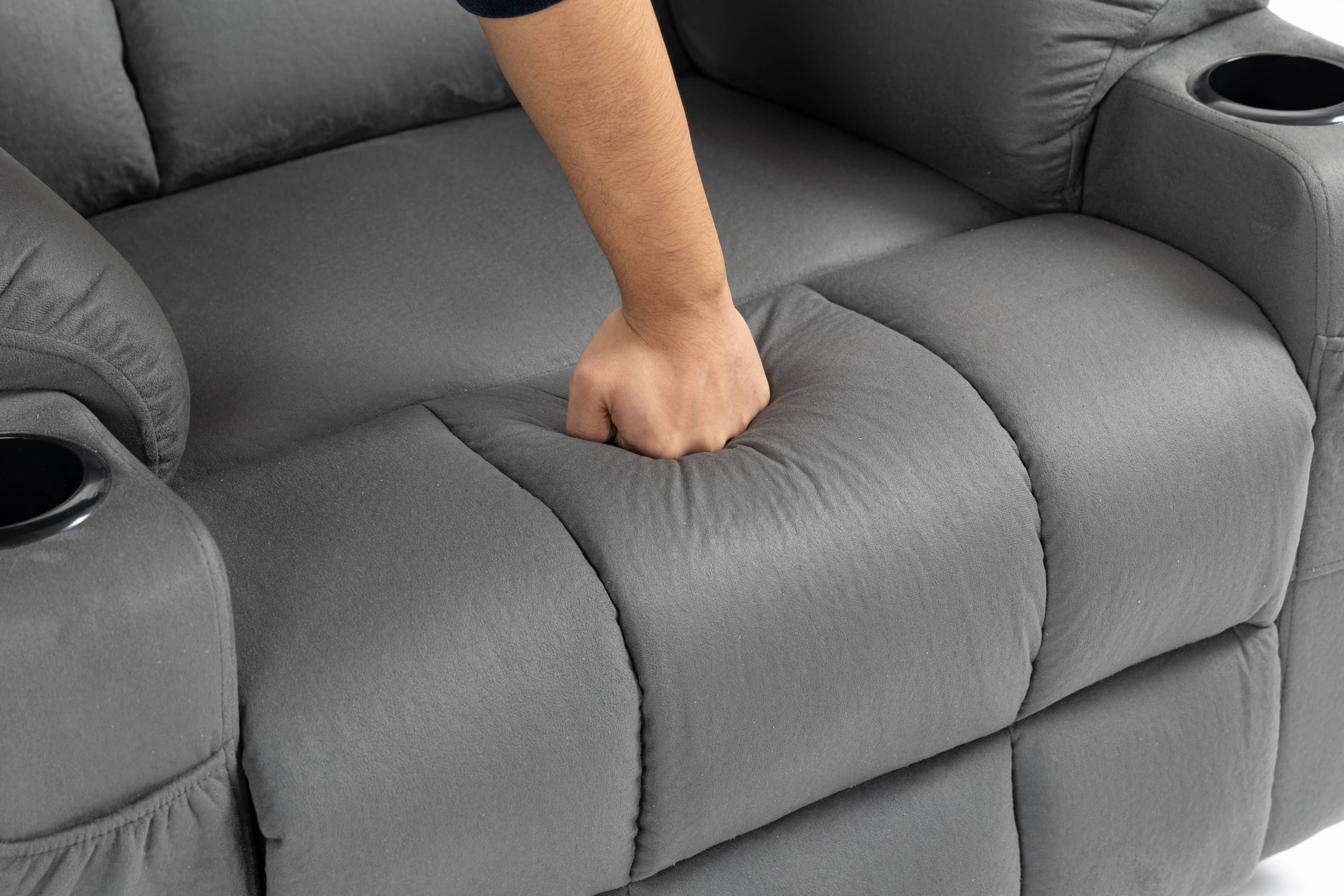 Grey Power Lift Recliner Chair with Vibration Massage and Lumbar Heat, seat cushion