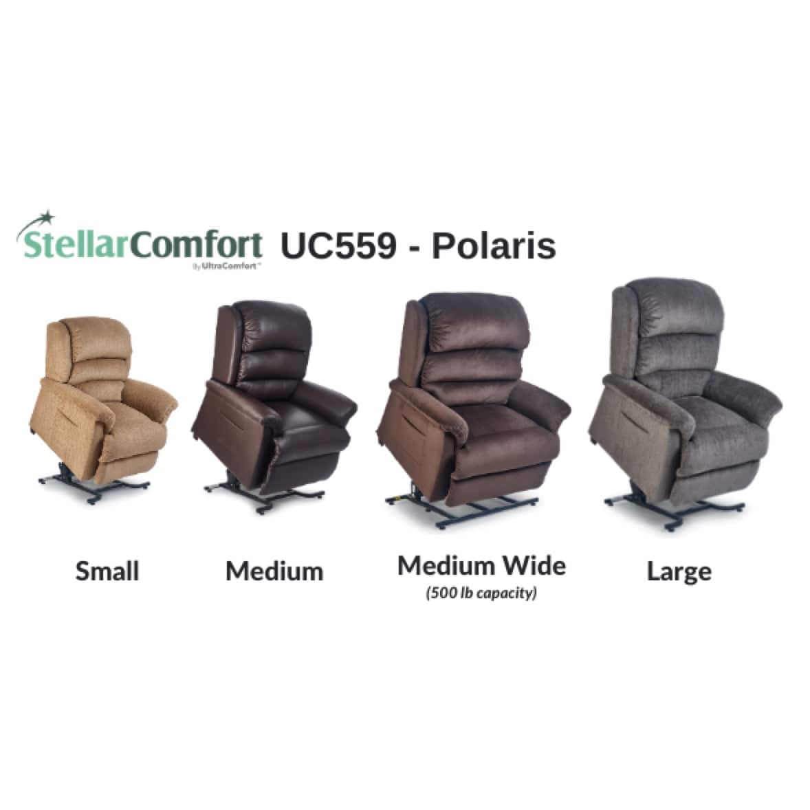 Polaris Lift Chair Power Recliner, size range