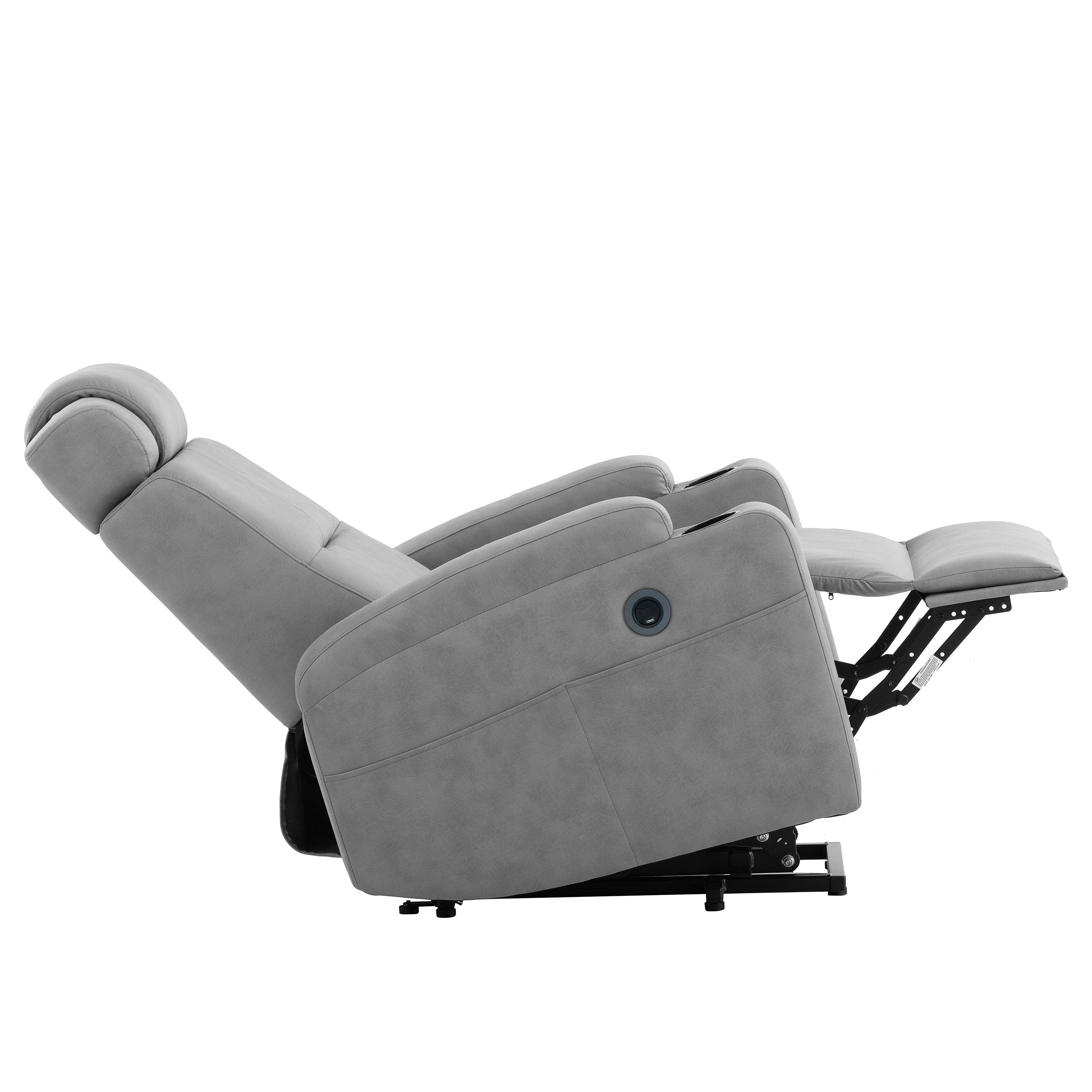 Modern Power Lift Recliner Chair, Light Gray