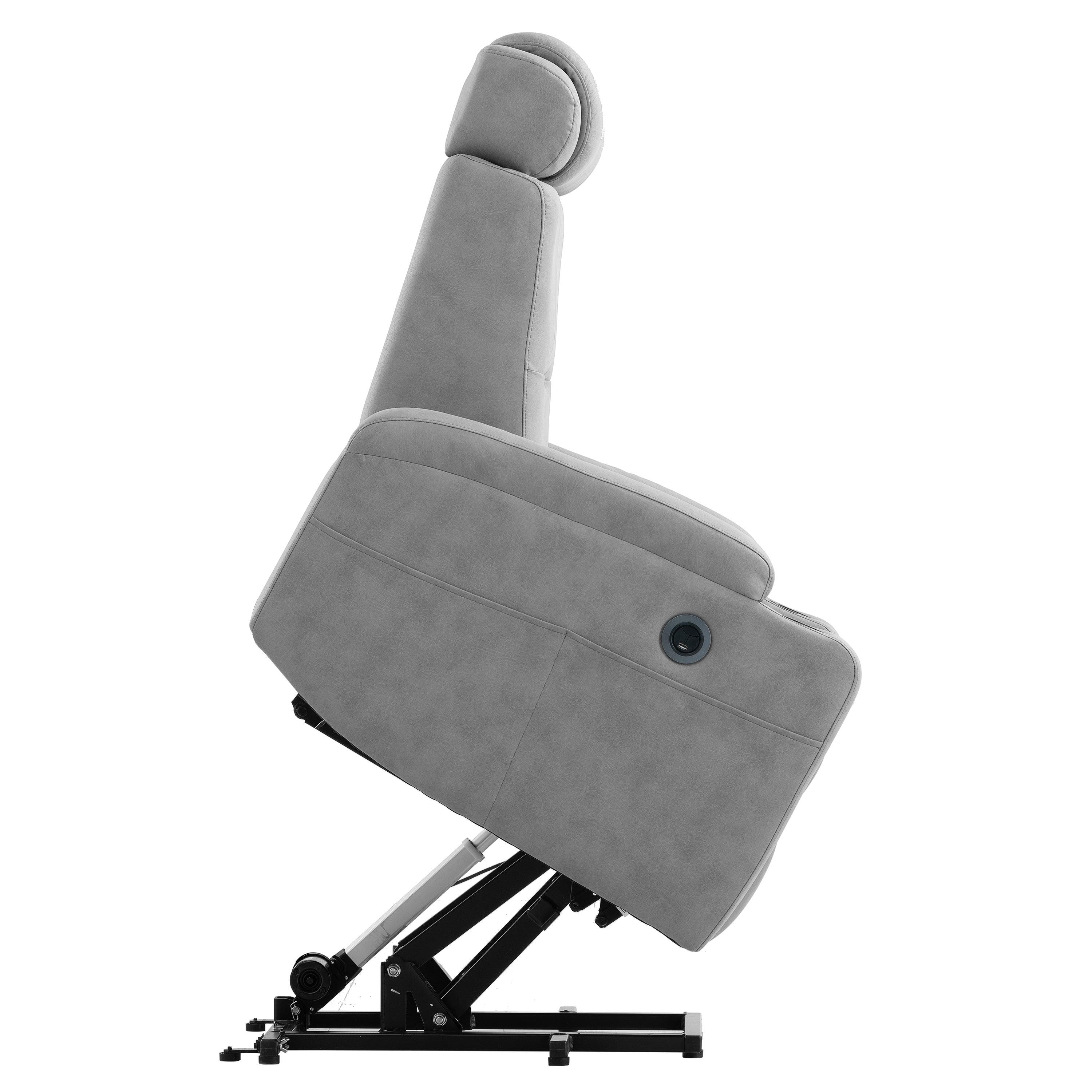 Modern Power Lift Recliner Chair, Light Gray