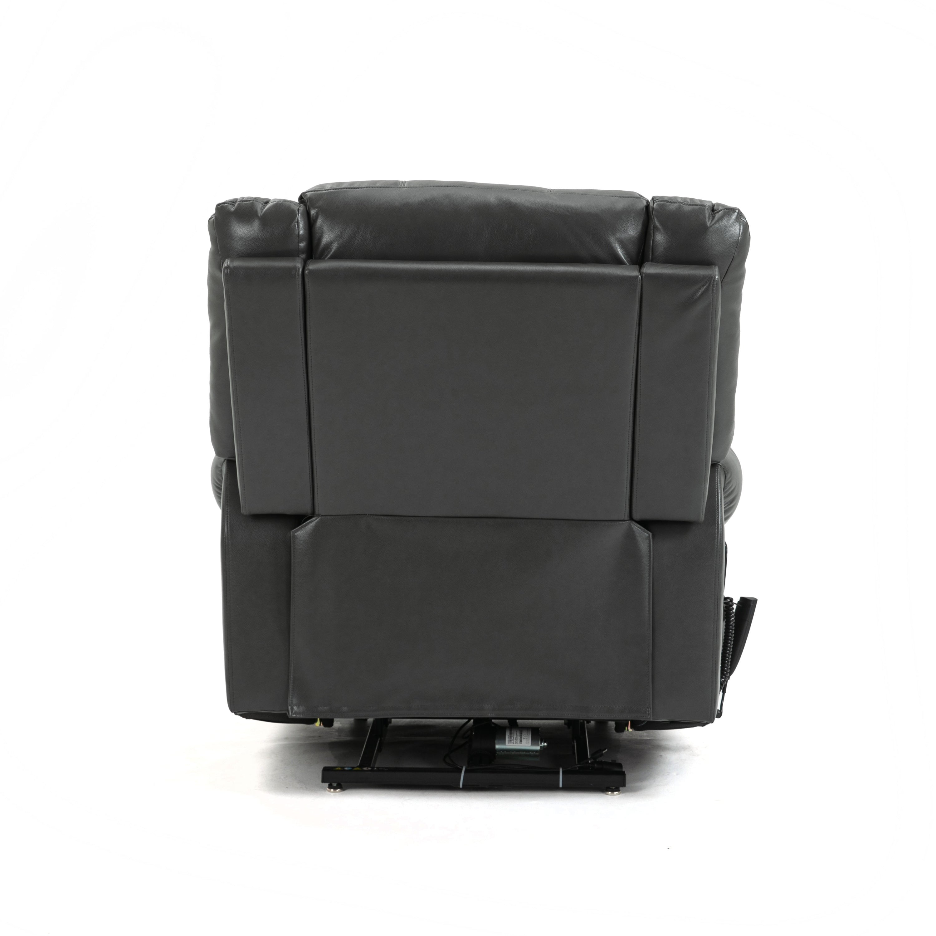 Grey Power Lift Recliner Chair with Heat, Massage, and Infinite Positioning, back view