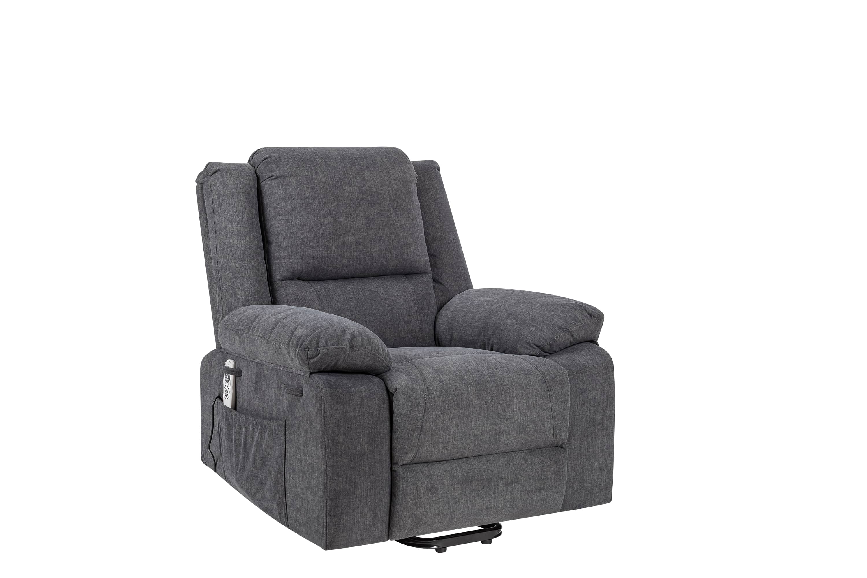 Heavy Duty Power Recliner Chair With Massage and Heating, Grey, angle view seated