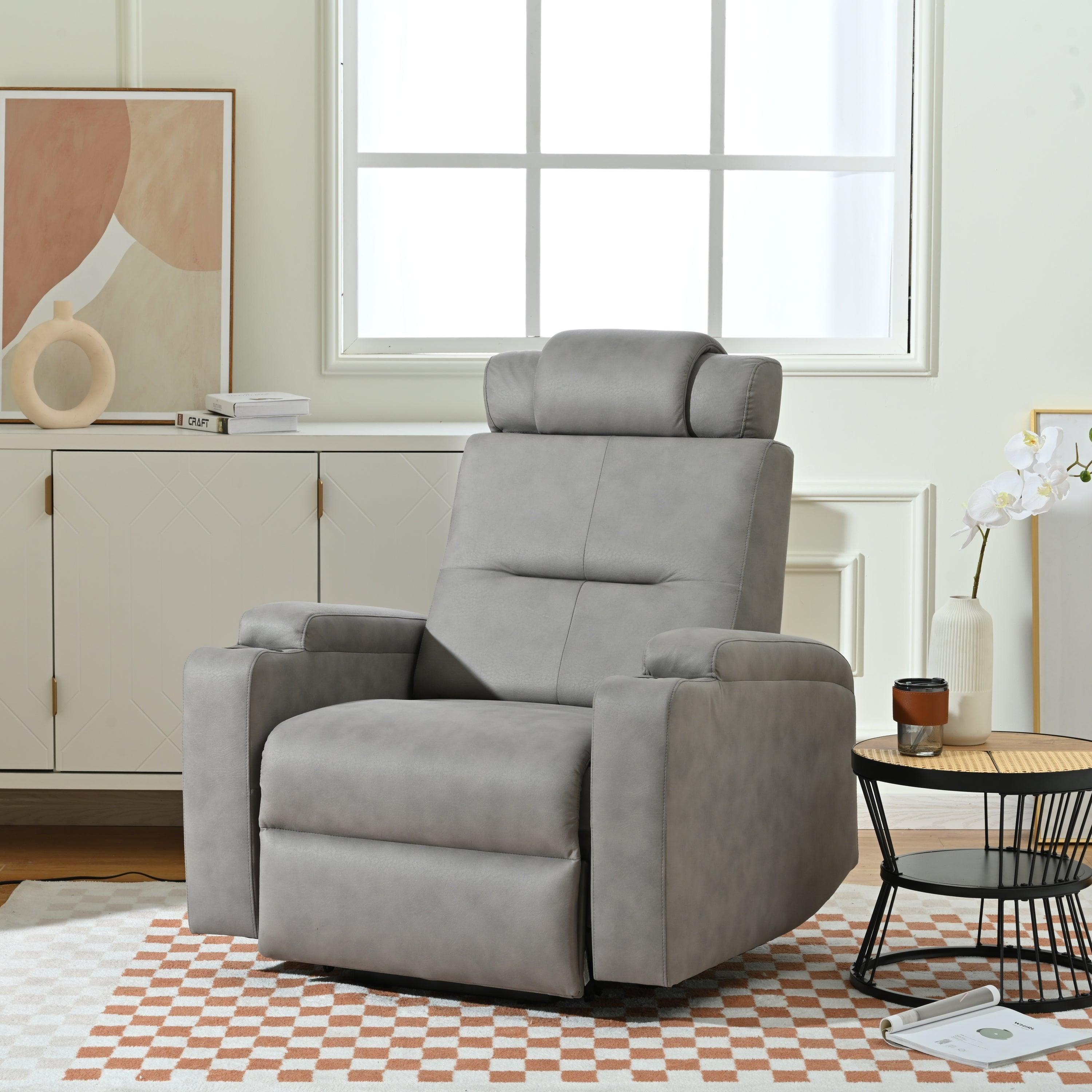 Modern Power Lift Recliner Chair, Light Gray