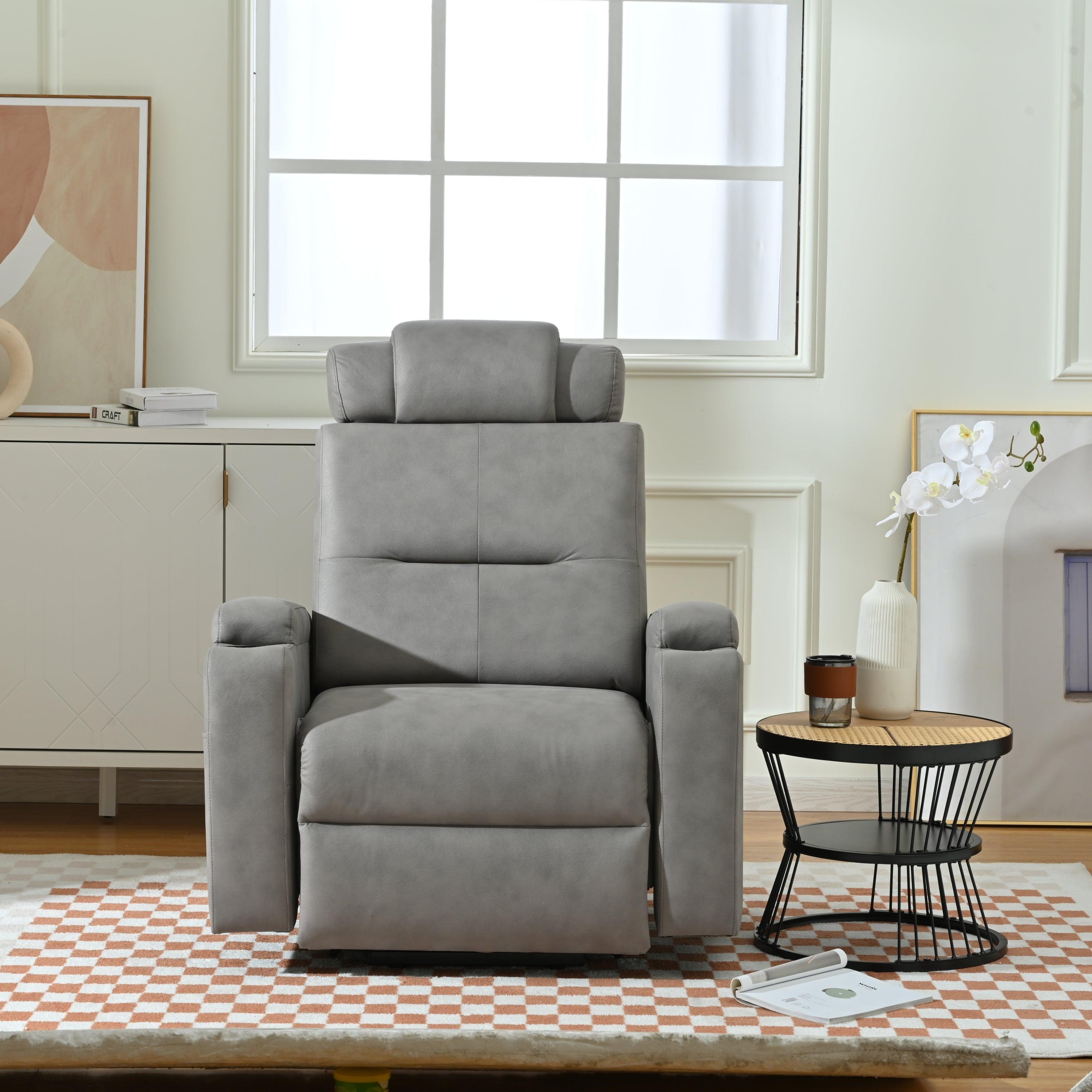 Modern Power Lift Recliner Chair, Light Gray