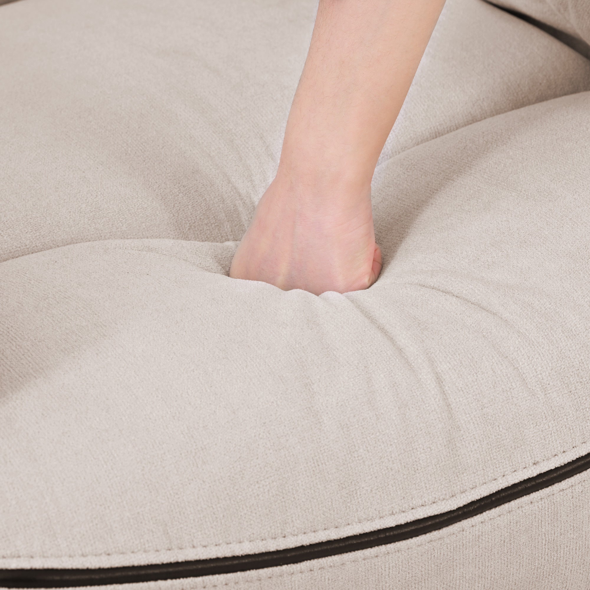 Beige Power Lift Chair Seat Closeup