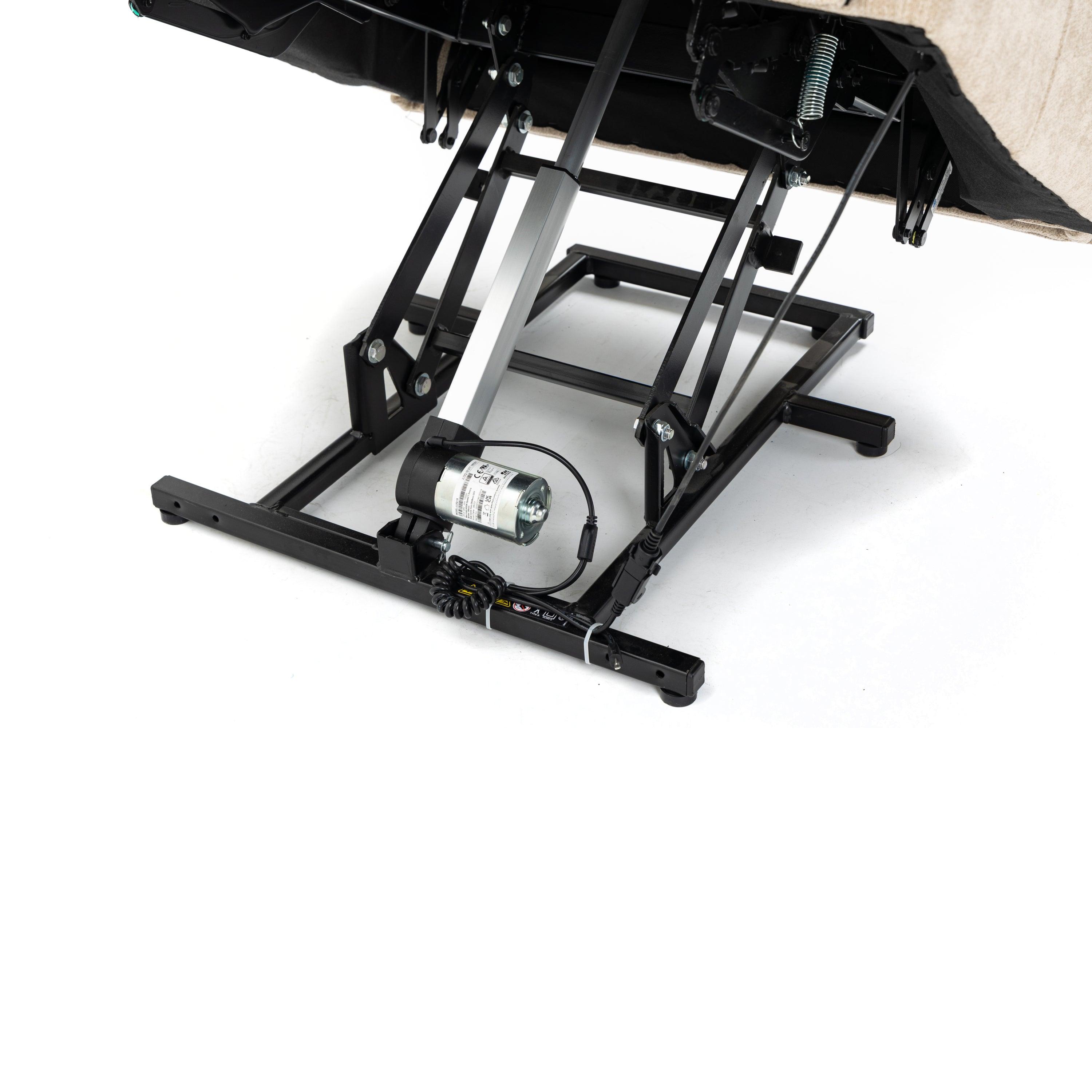 Large Power Lift Recliner Chair with Heat and Massage, motor mechanism close up