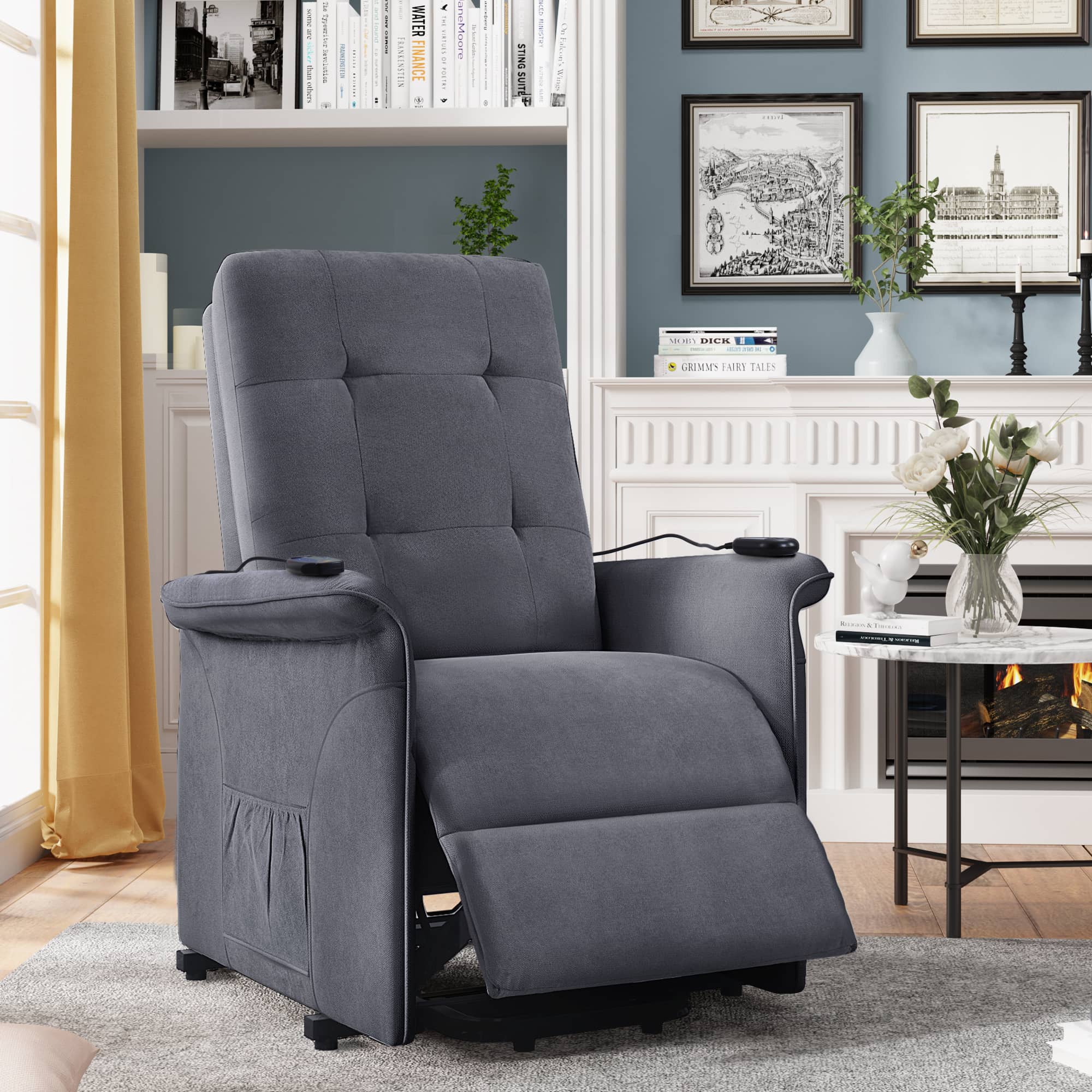 Power Lift Chair Recliner with Adjustable Massage, Dark Gray