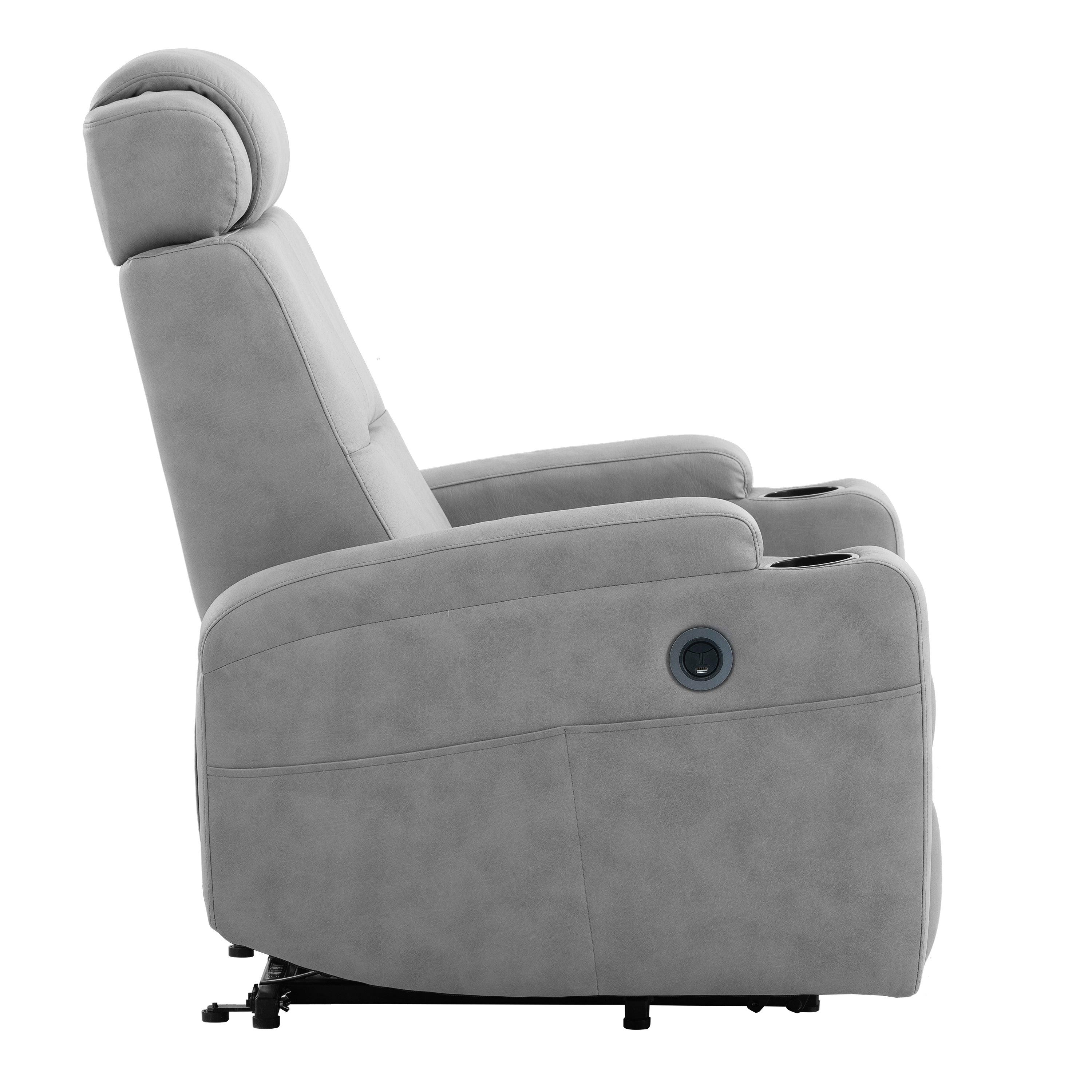 Modern Power Lift Recliner Chair, Light Gray