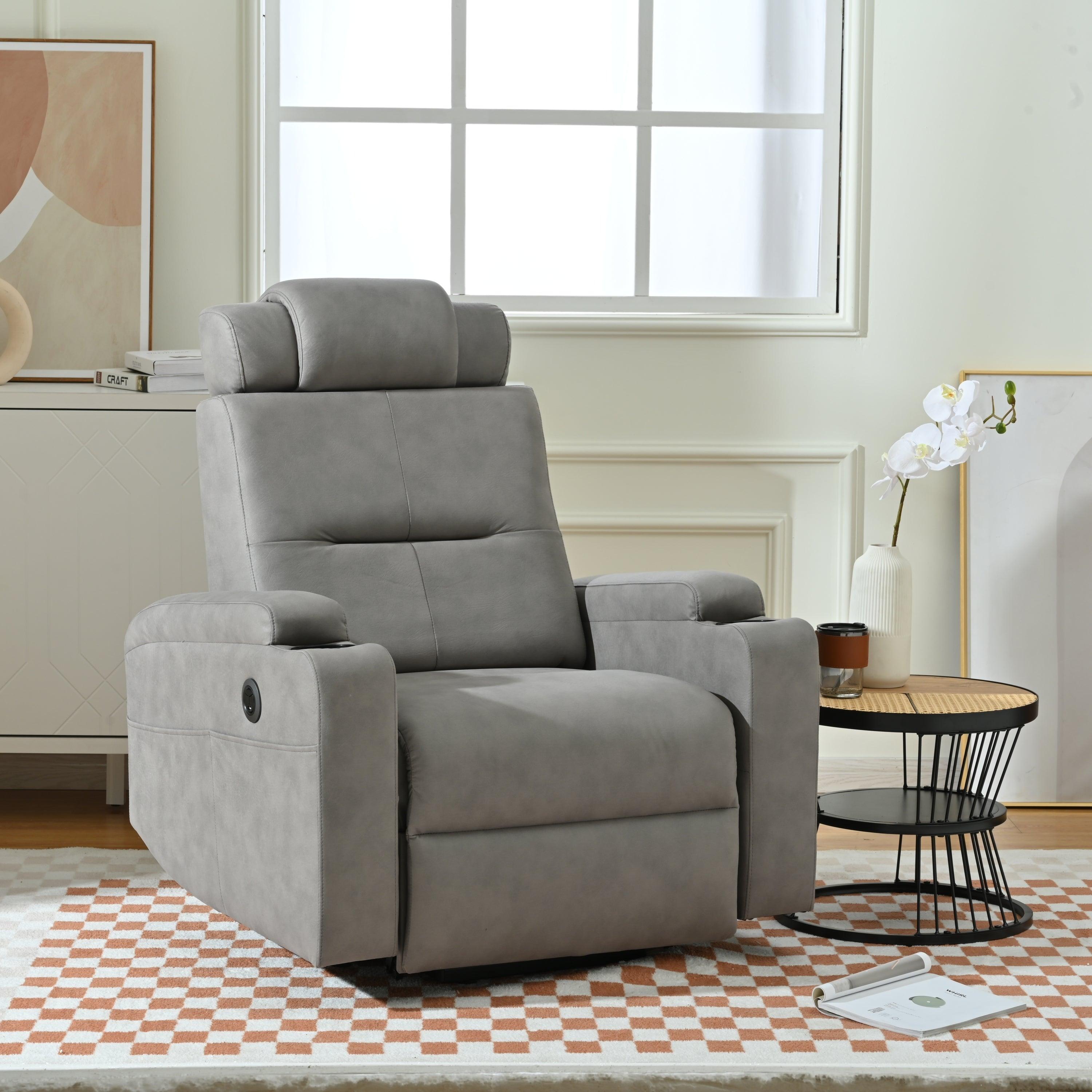 Modern Power Lift Recliner Chair, Light Gray