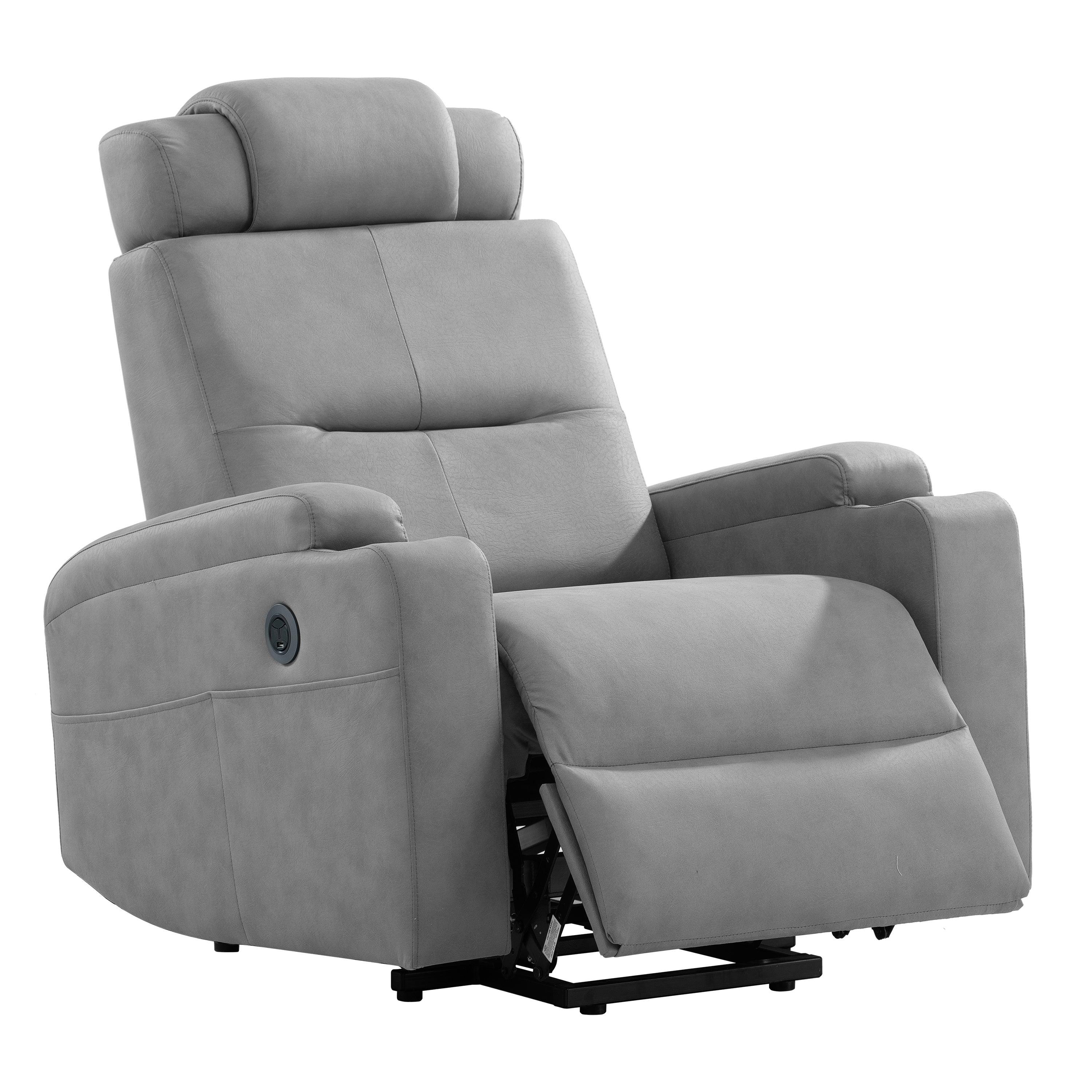 Modern Power Lift Recliner Chair, Light Gray