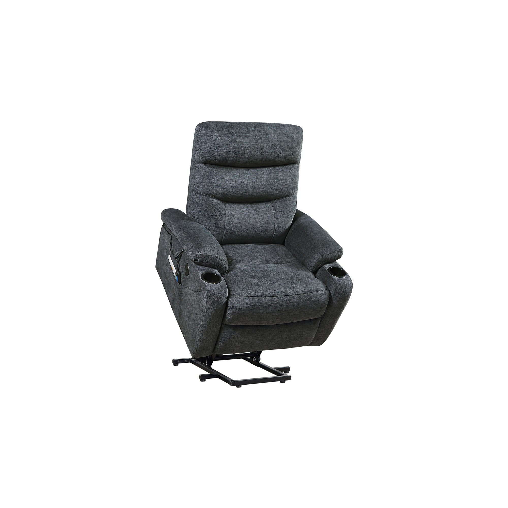 Dark Gray Power Lift Chair Front Profile with Lift Extended