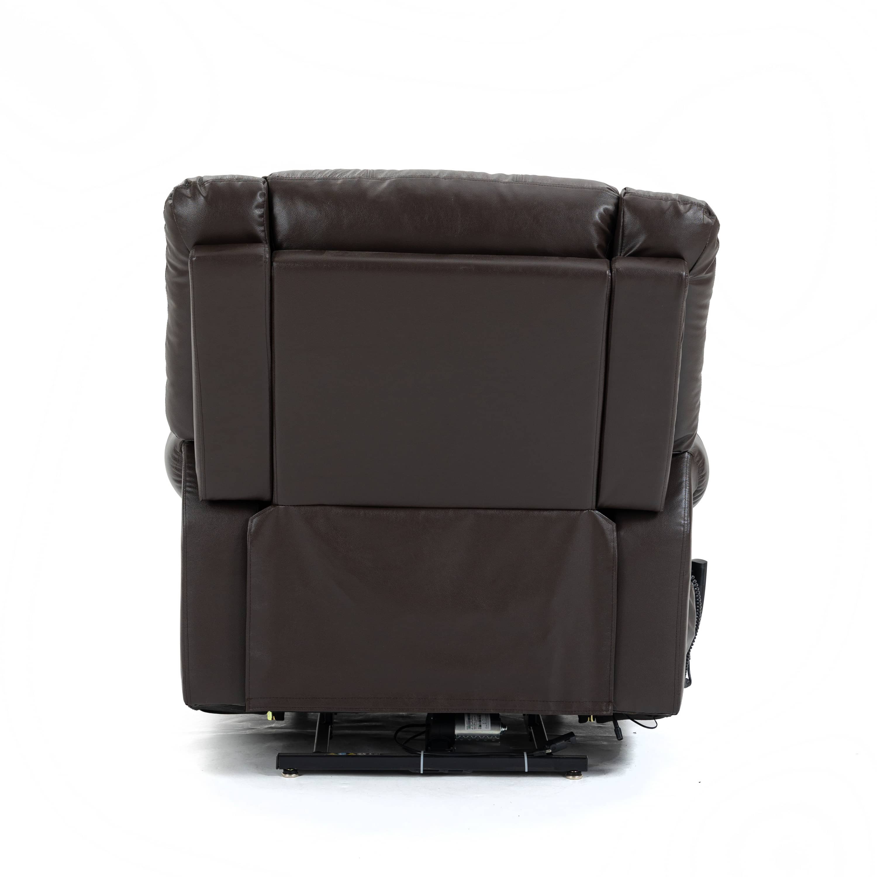 Genuine Leather Power Lift Recliner, back view seated