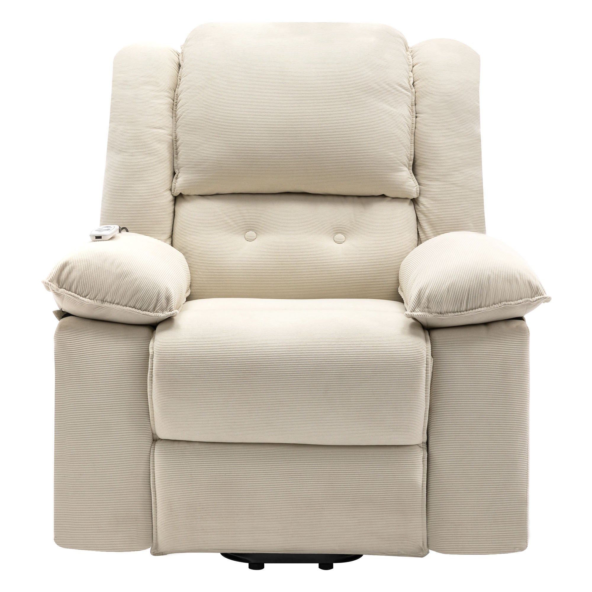 Beige Power Lift Chair with Adjustable Massage and Heat, front view