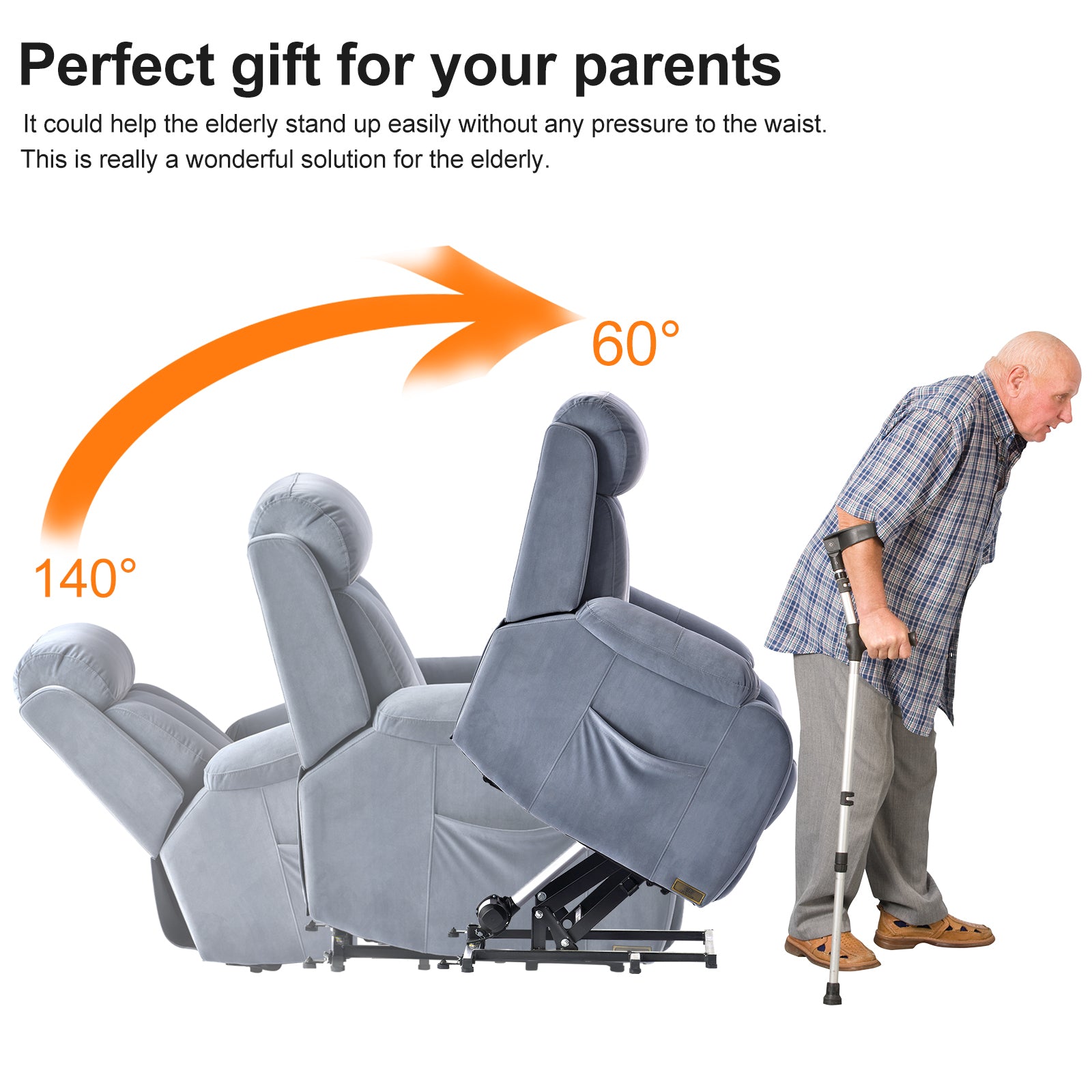 Australia Cashmere Lift Chair Recliner, lift and recline angle