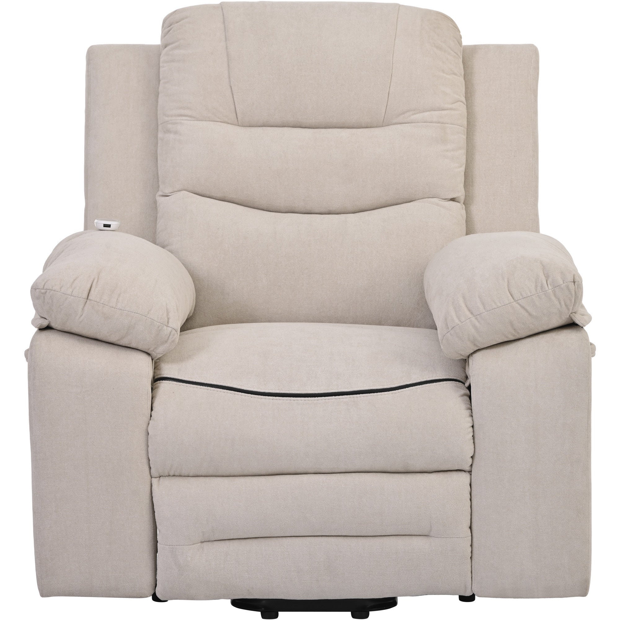Extended Armrest Massage and Heat Power Lift Recliner, Beige
