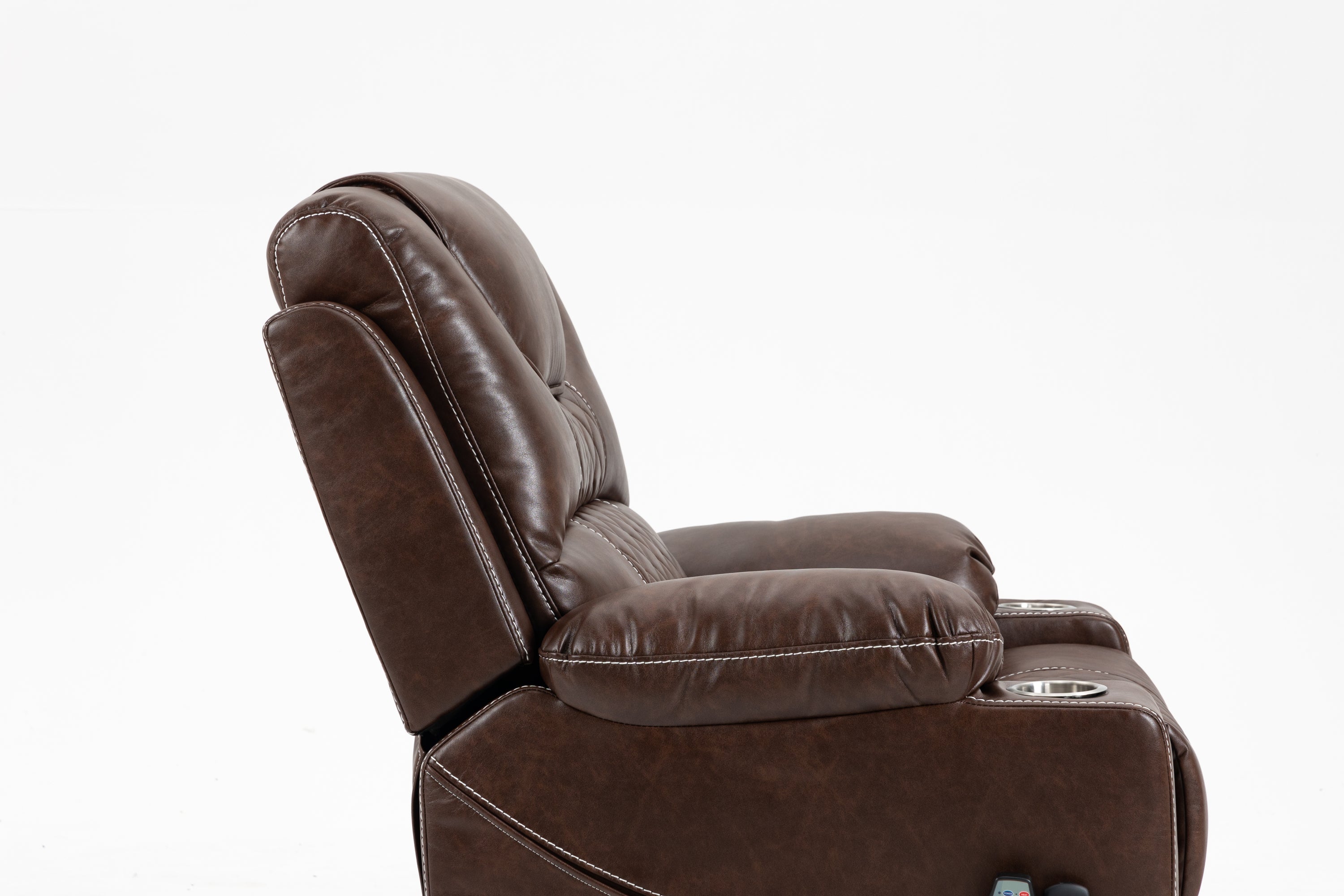Leather Power Lift Recliner Chair with Massage and Lay Flat Capacity, side view