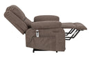 Power Lift Recliner Chair With Massage and Lumbar Heat, Brown, reclined