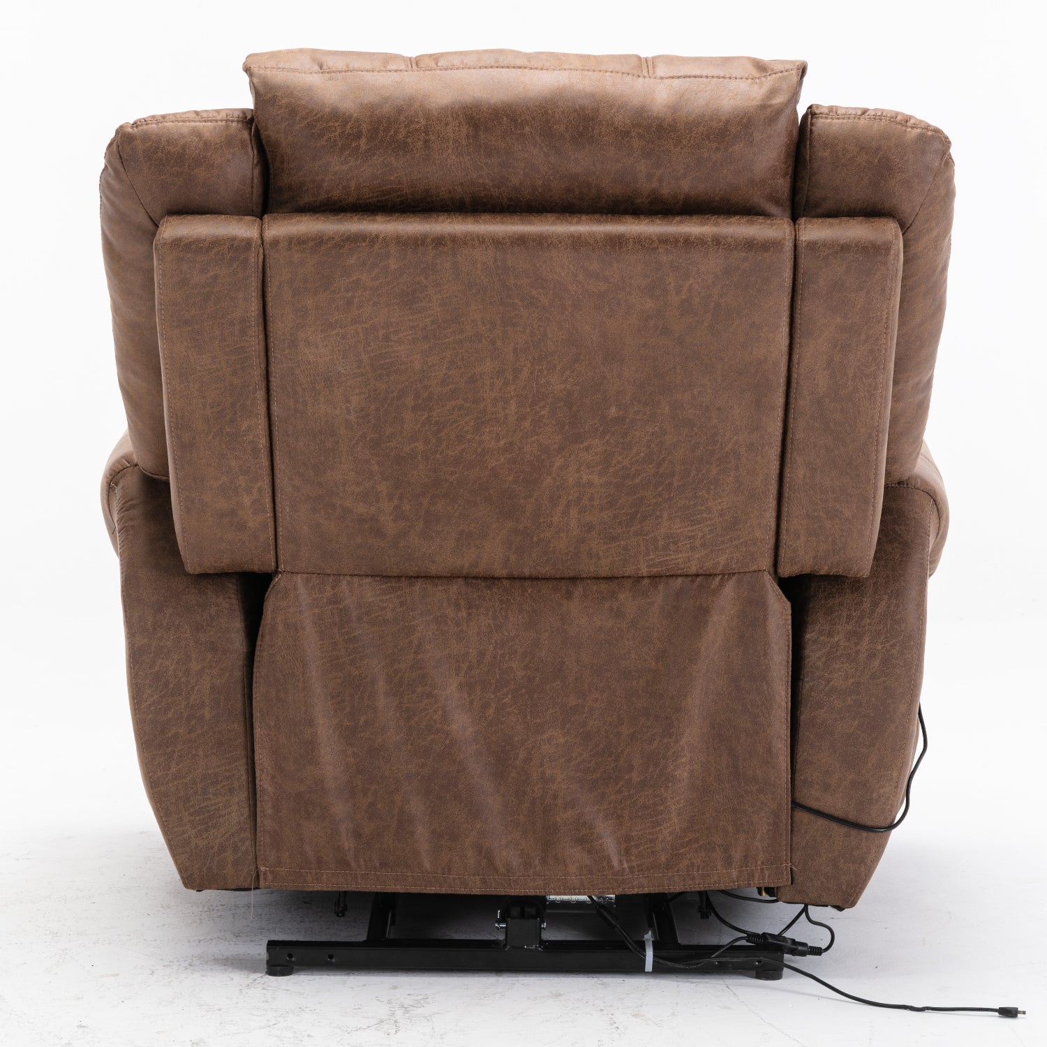 Nut Brown Power Lift Recliner Chair with Massage and Heat, back view