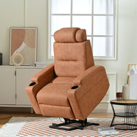 Modern Power Lift Chair Recliner, Orange angled lifted