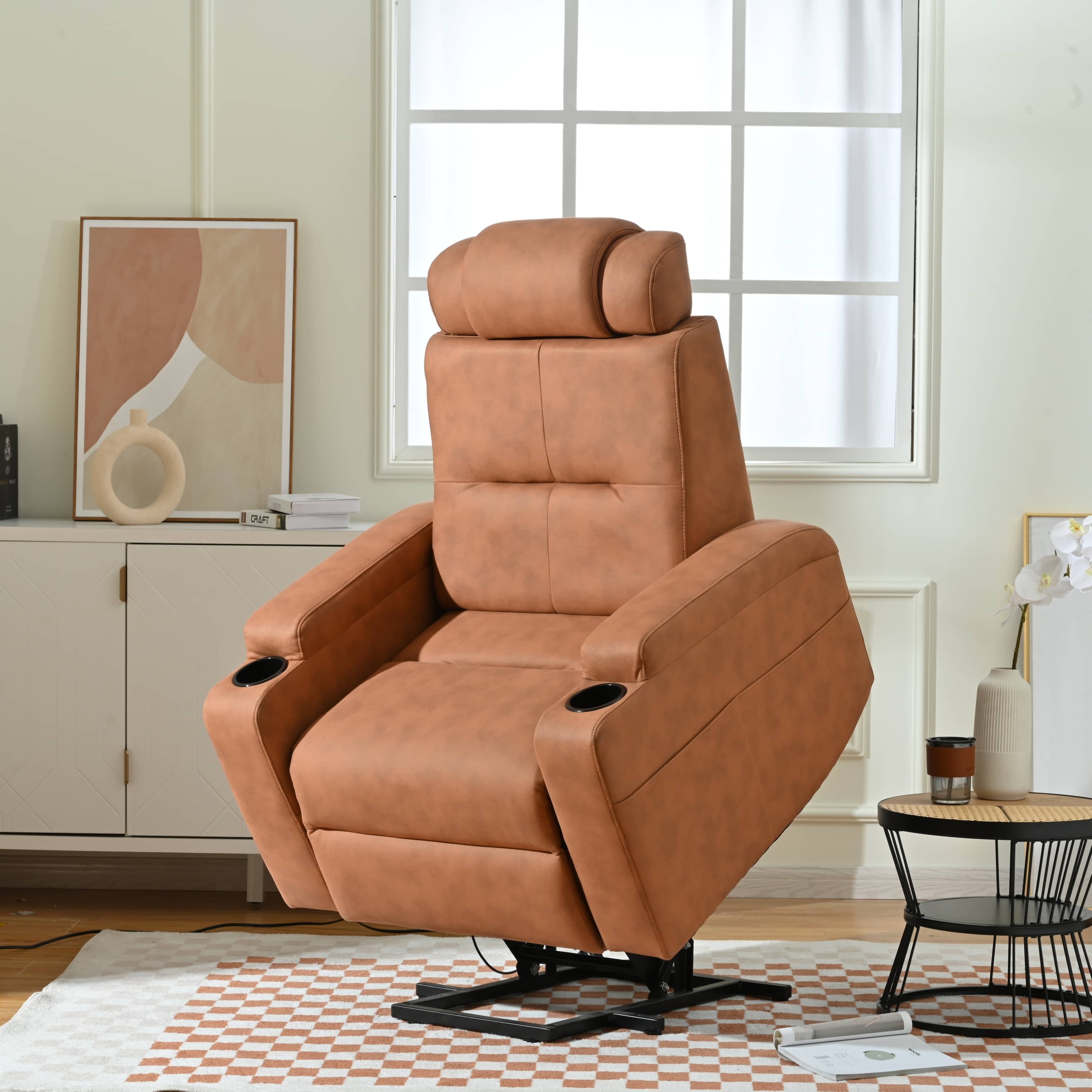 Modern Power Lift Recliner Chair, Orange