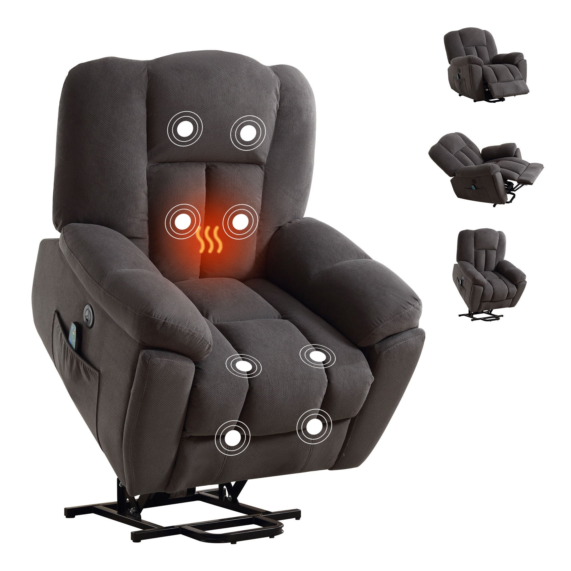 Infinite Position Power Lift Recliner with Heat and Massage