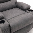 Overstuffed Large Power Lift Recliner with Massage and Heat, Gray, close up seat view