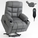 Grey Power Lift Recliner Chair with Vibration Massage and Lumbar Heat, lift and recline