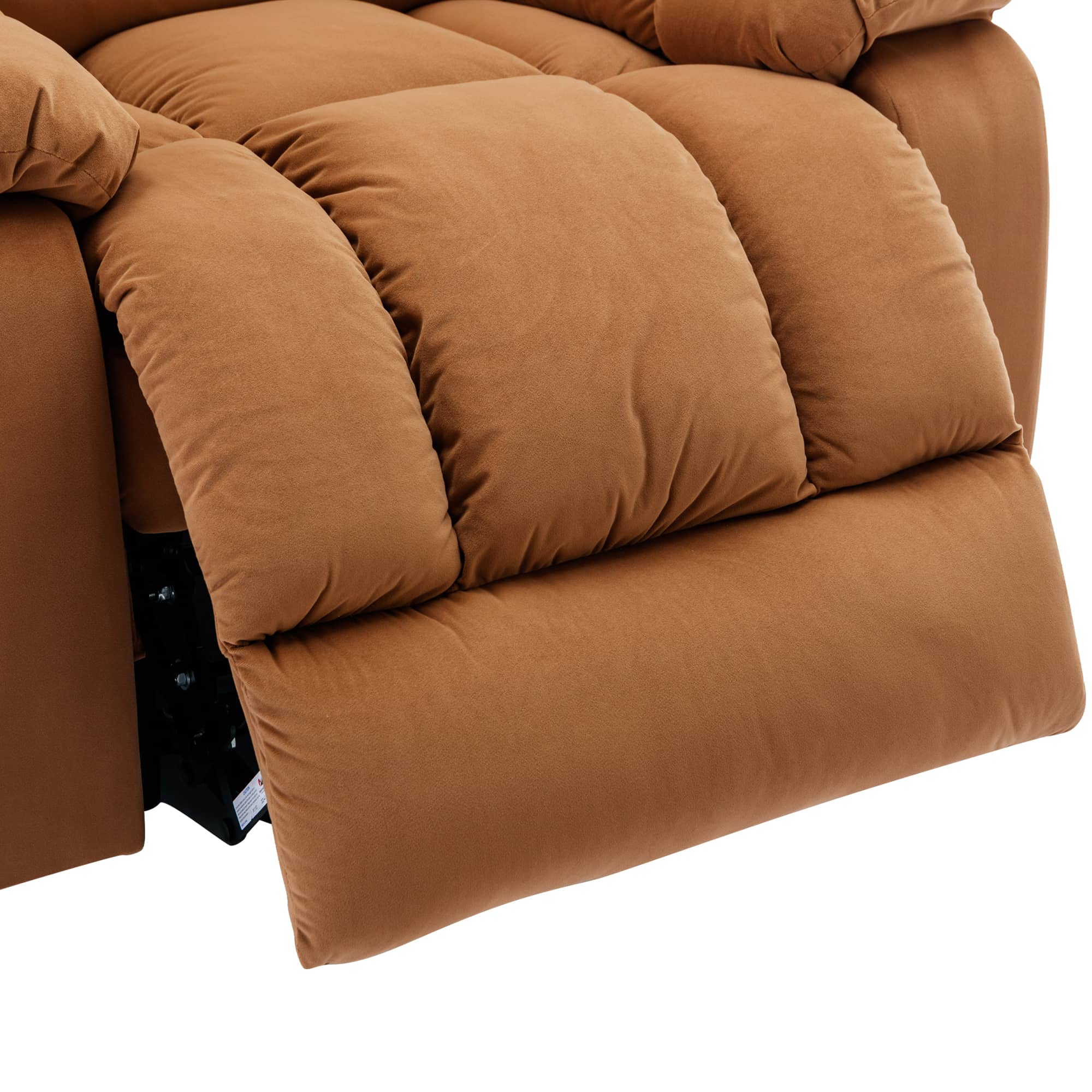 Beige Power Lift Chair Front Profile Quarter Shot Foot Rest Raised